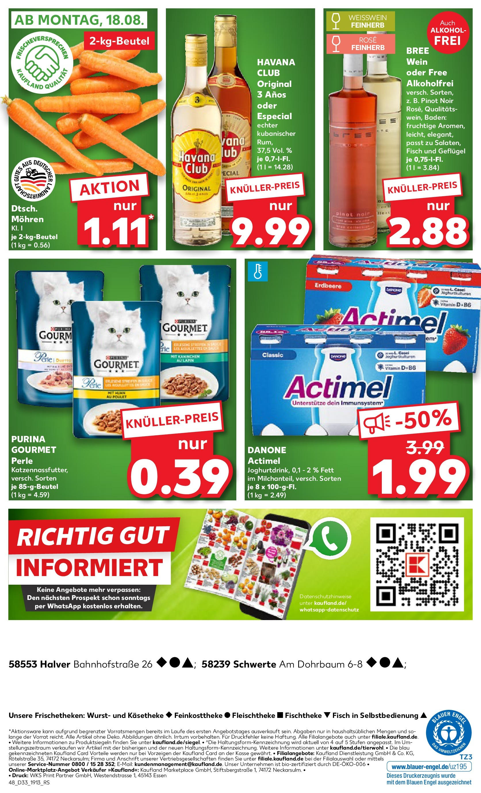 Prospekt Kaufland ab 14.08.2025 » Angebote Online zum Blättern | Seite: 48 | Produkte: Havana club, Actimel, Bree, Mohren