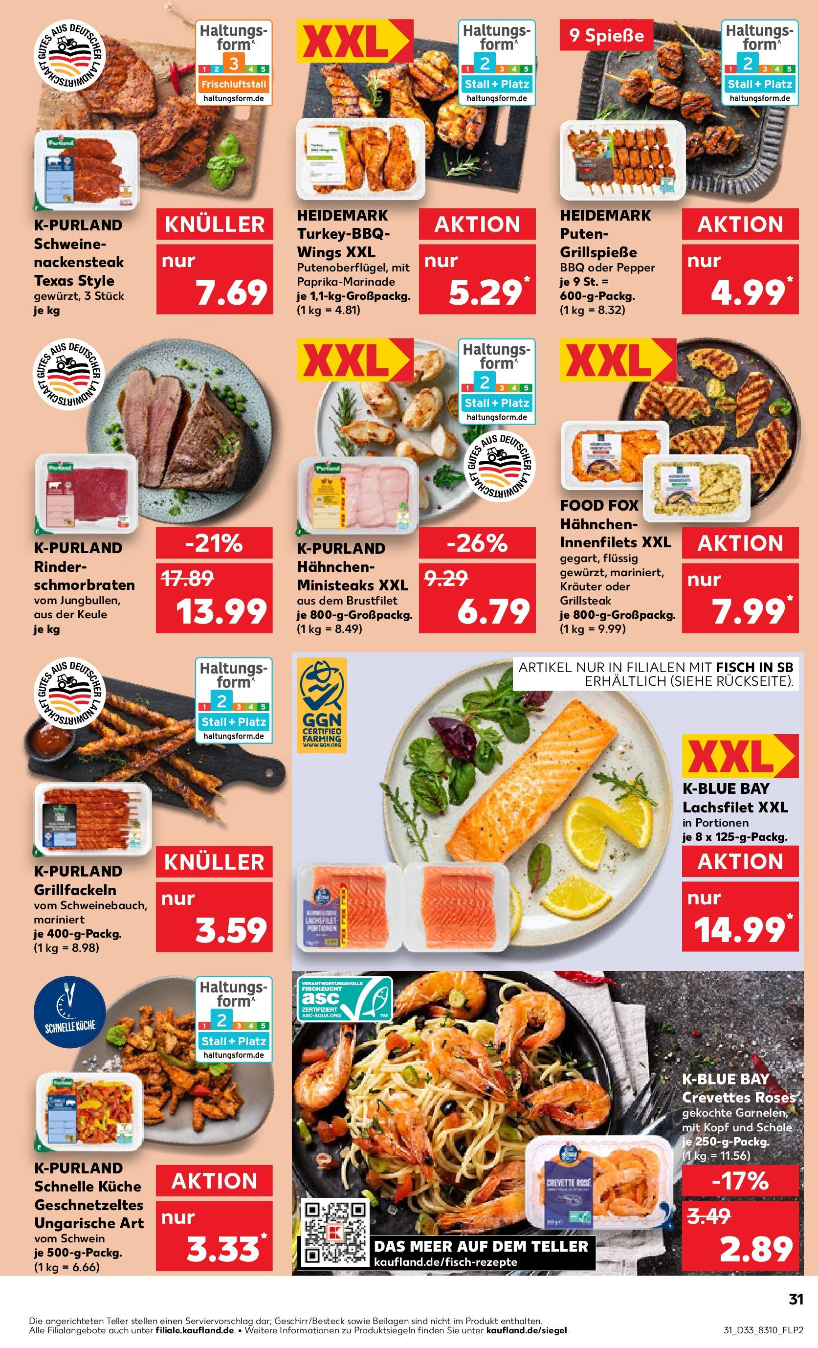 Prospekt Kaufland ab 14.08.2025 » Angebote Online zum Blättern | Seite: 31 | Produkte: Küche, Spieße, Fisch, Steak