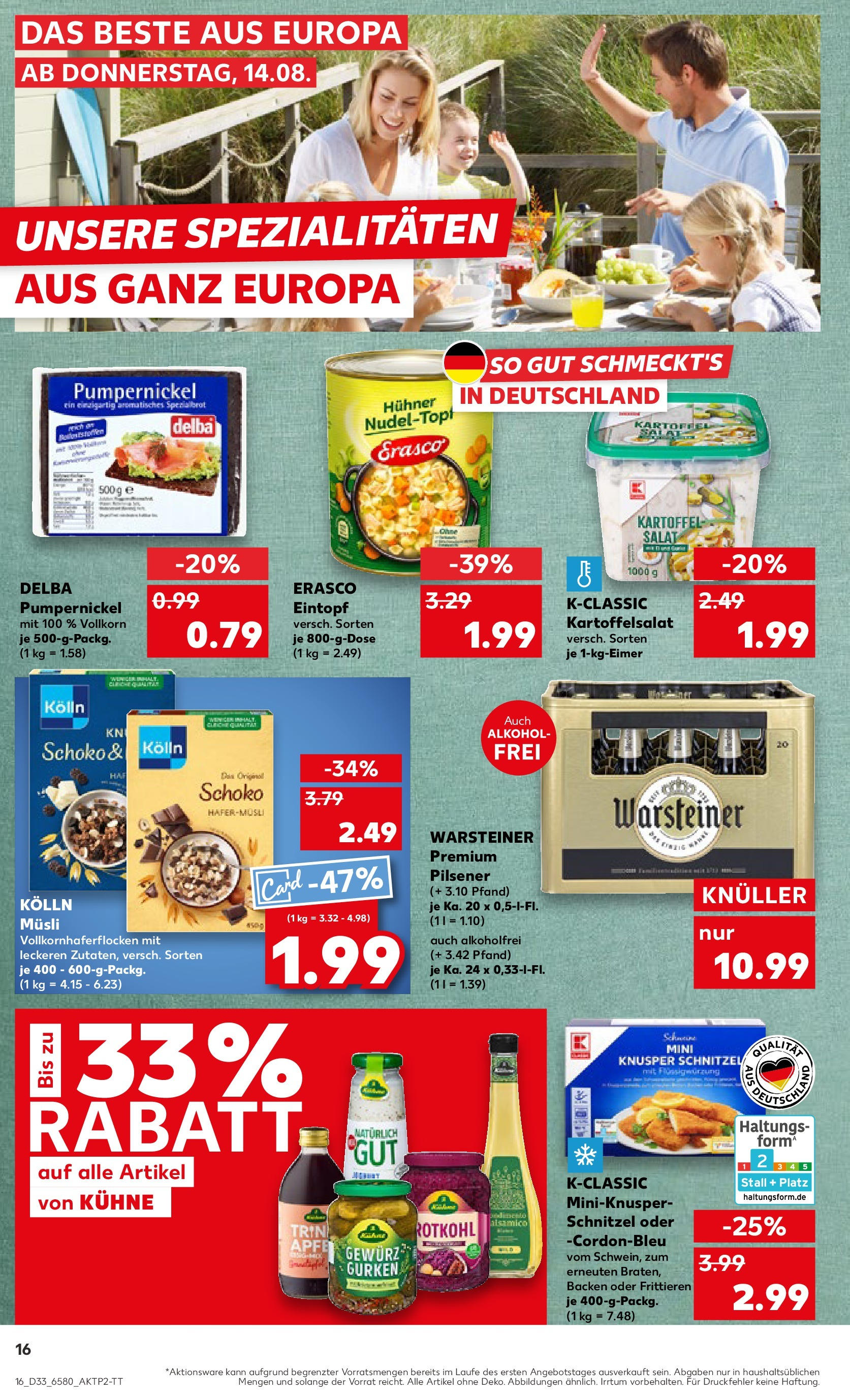 Prospekt Kaufland ab 14.08.2025 » Angebote und Werbung Online | Seite: 16 | Produkte: Musli, Kolln, Warsteiner, Gurken Prospekt Kaufland ab 14.08.2025 » Angebote Online zum Blättern | Seite: 16 | Produkte: Musli, Kolln, Warsteiner, Gurken