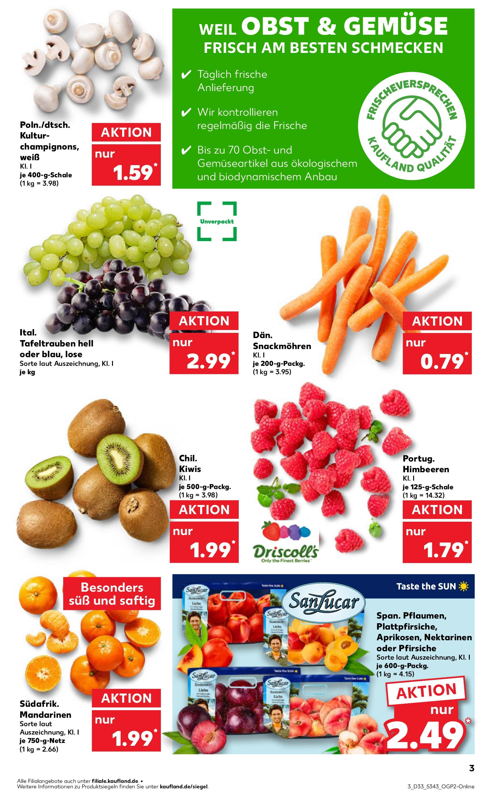 Prospekt Kaufland ab 14.08.2025 » Angebote und Werbung Online | Seite: 3 | Produkte: Himbeeren, Nektarinen, Gemüse, Obst Prospekt Kaufland ab 14.08.2025 » Angebote Online zum Blättern | Seite: 3 | Produkte: Himbeeren, Nektarinen, Gemüse, Obst