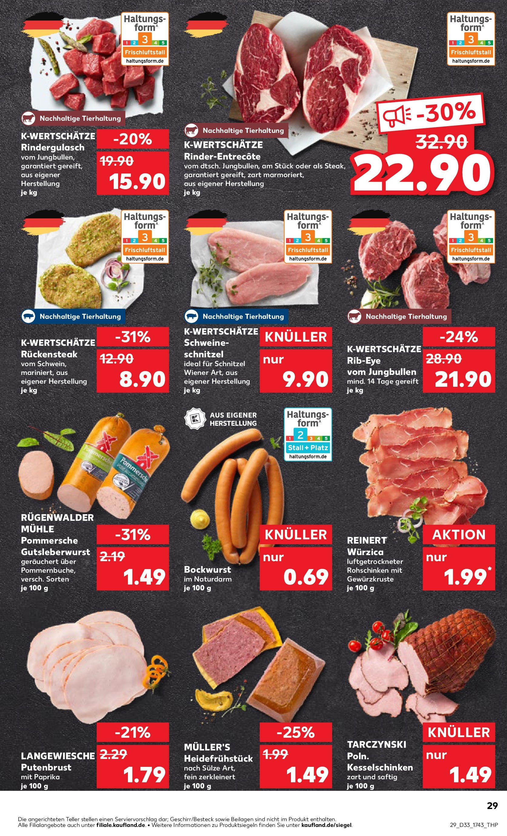 Prospekt Kaufland ab 14.08.2025 » Angebote Online zum Blättern | Seite: 29 | Produkte: Rindergulasch, Mühle, Schnitzel, Paprika