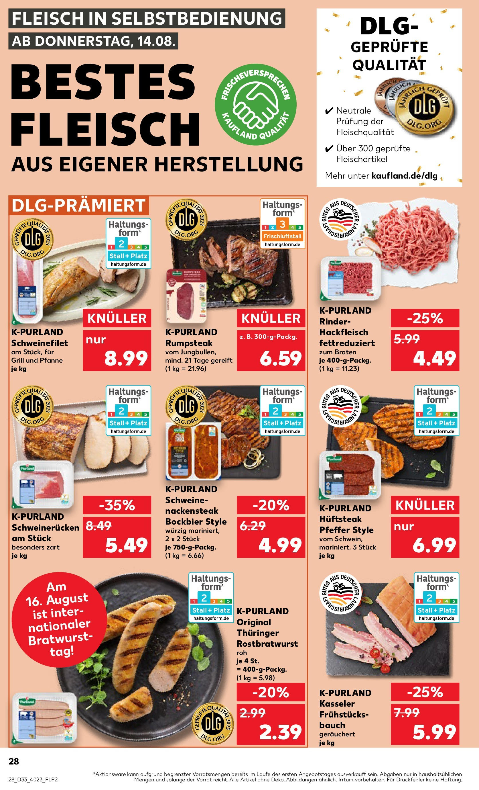 Prospekt Kaufland ab 14.08.2025 » Angebote Online zum Blättern | Seite: 28 | Produkte: Grill, Bratwurst, Pfeffer, Steak