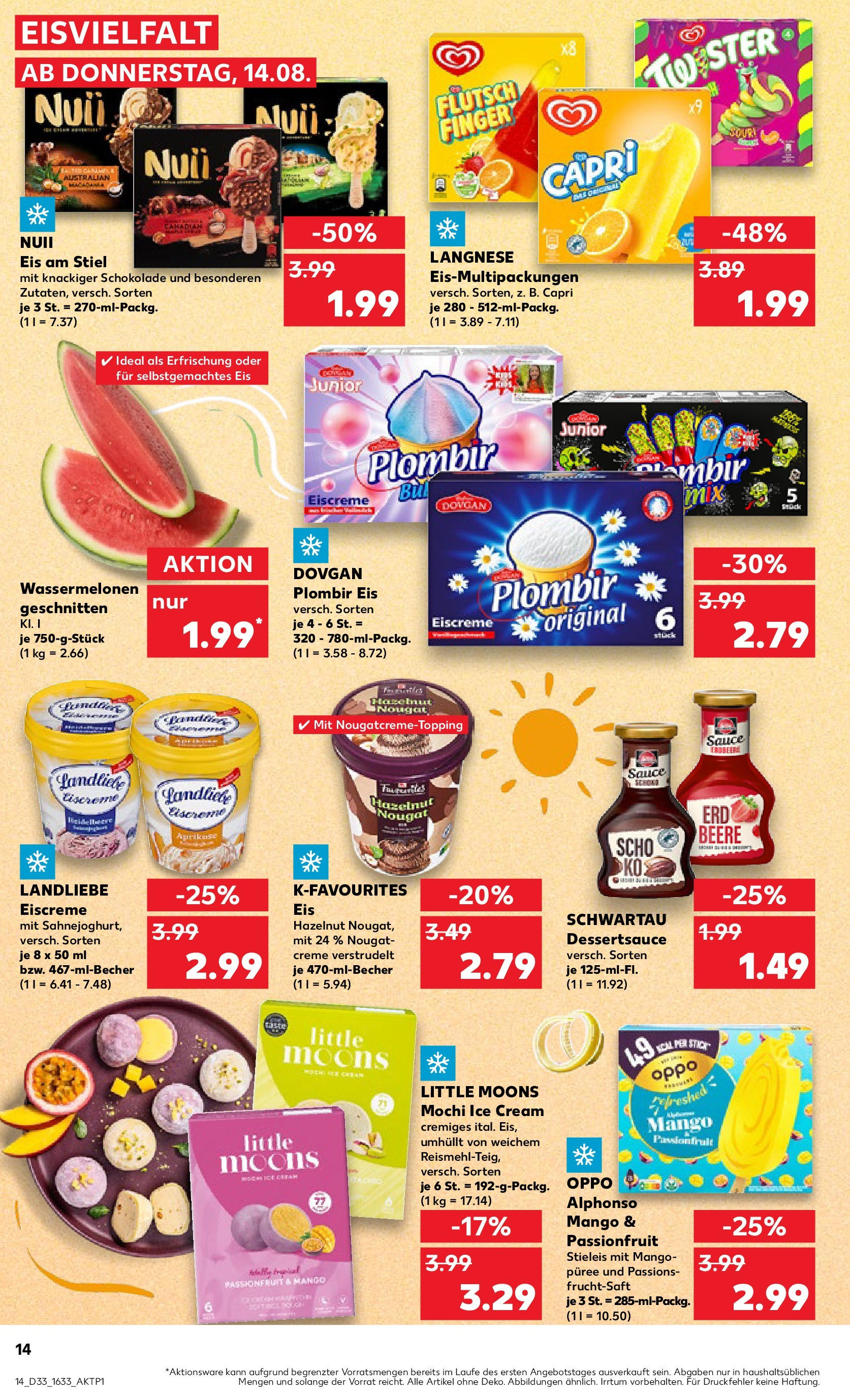 Prospekt Kaufland ab 14.08.2025 » Angebote und Werbung Online | Seite: 14 | Produkte: Eiscreme, Creme, Eis, Mochi Prospekt Kaufland ab 14.08.2025 » Angebote Online zum Blättern | Seite: 14 | Produkte: Eiscreme, Creme, Eis, Mochi