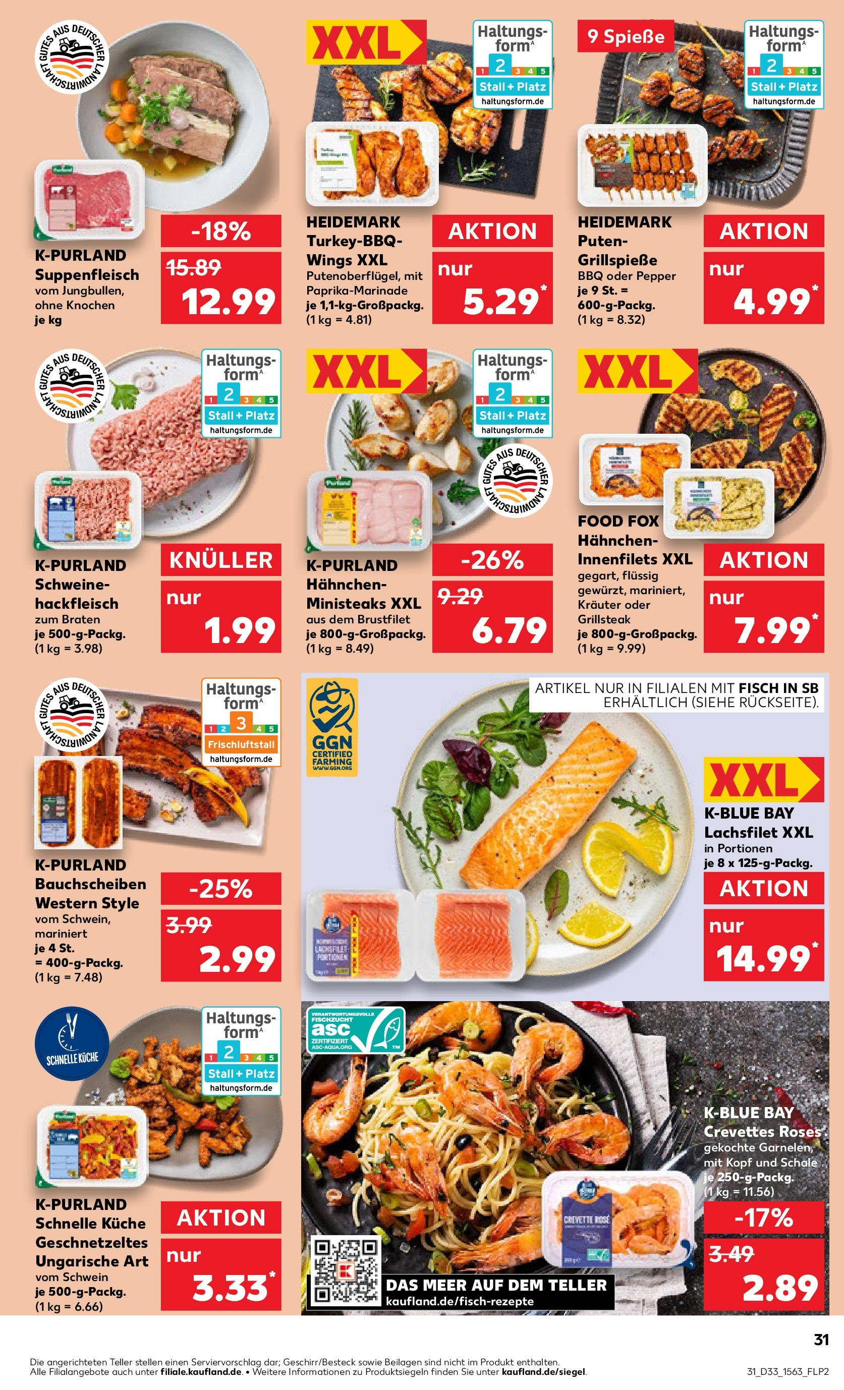Prospekt Kaufland ab 14.08.2025 » Angebote und Werbung Online | Seite: 31 | Produkte: Hahnchen, Spieße, Fisch, Hackfleisch Prospekt Kaufland ab 14.08.2025 » Angebote Online zum Blättern | Seite: 31 | Produkte: Hahnchen, Spieße, Fisch, Hackfleisch