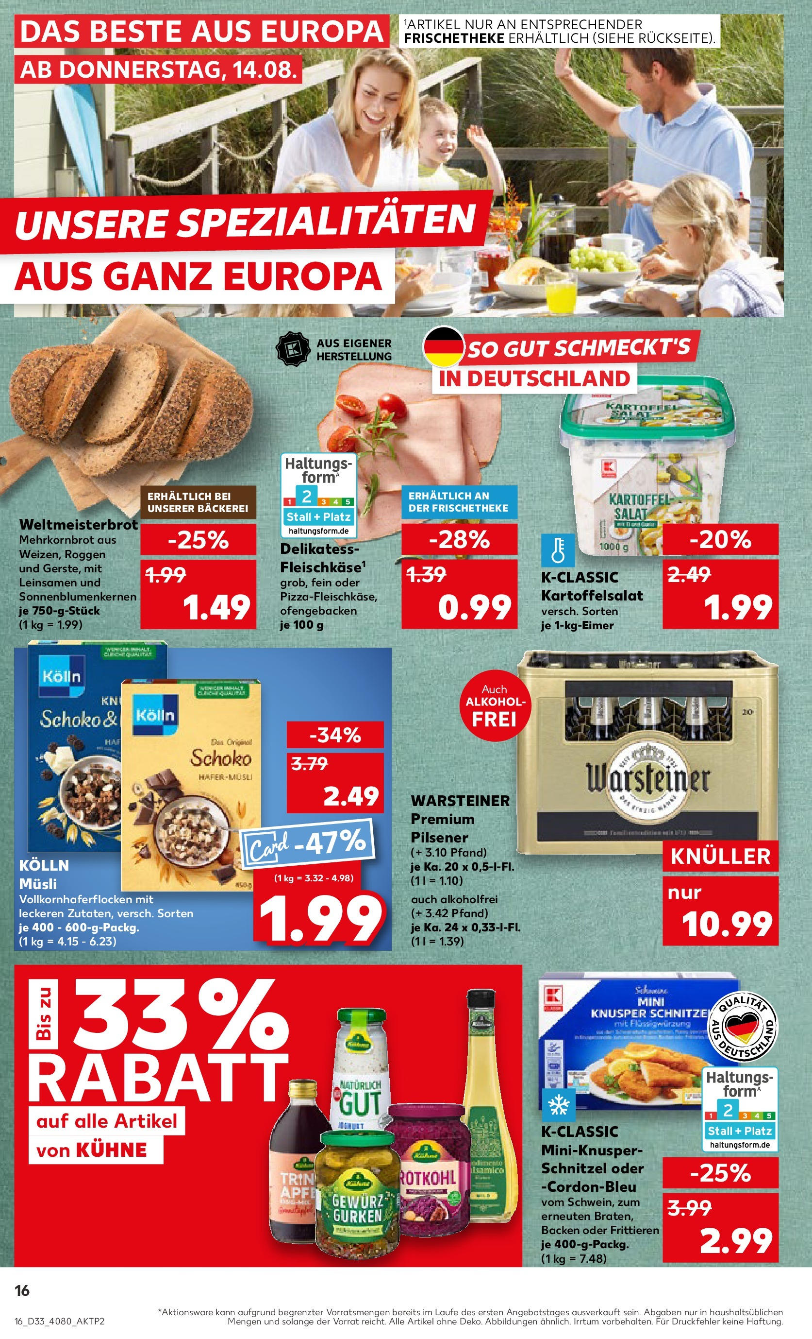 Prospekt Kaufland ab 14.08.2025 » Angebote Online zum Blättern | Seite: 16 | Produkte: Musli, Balsamico, Gurken, Salat