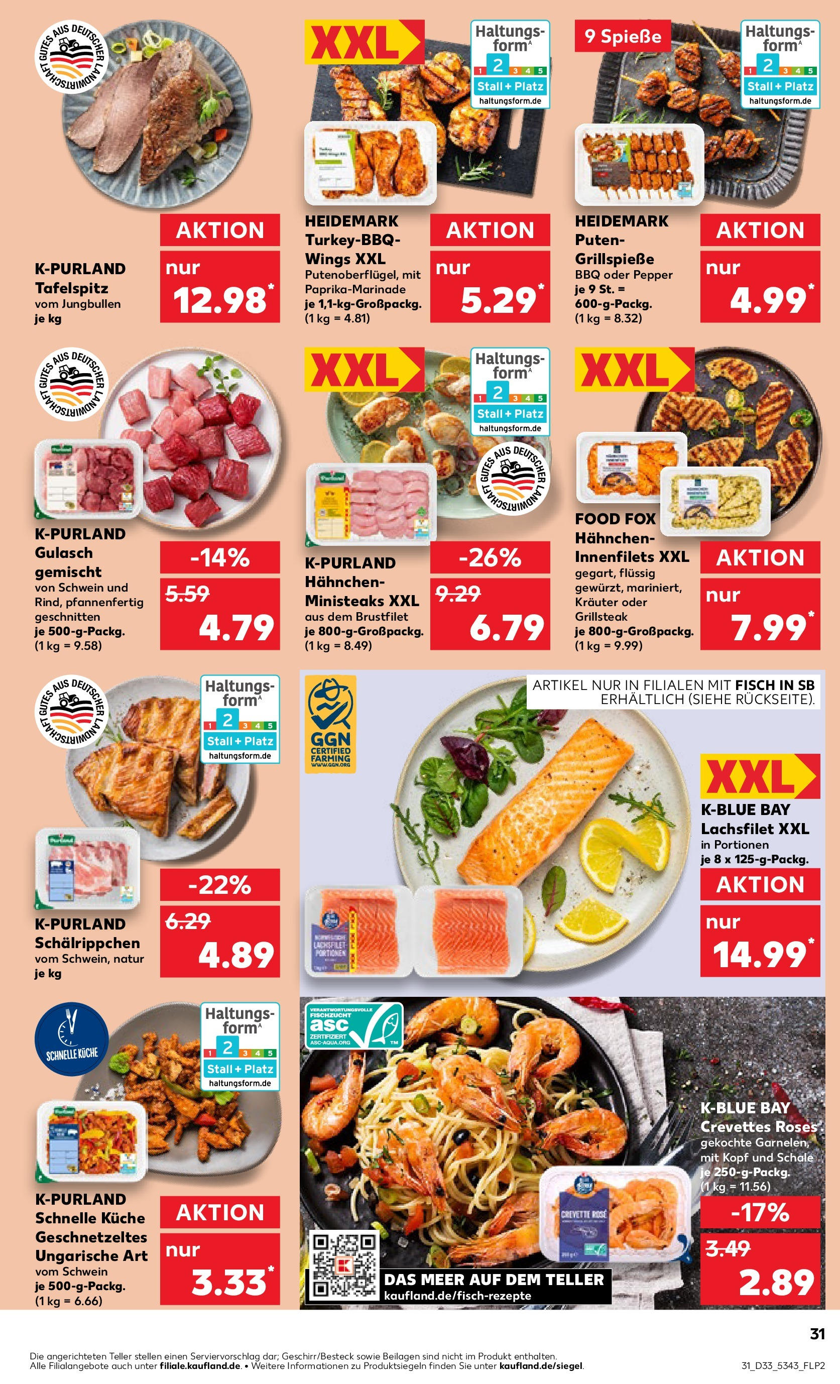 Prospekt Kaufland ab 14.08.2025 » Angebote Online zum Blättern | Seite: 31 | Produkte: Küche, Spieße, Fisch, Gulasch
