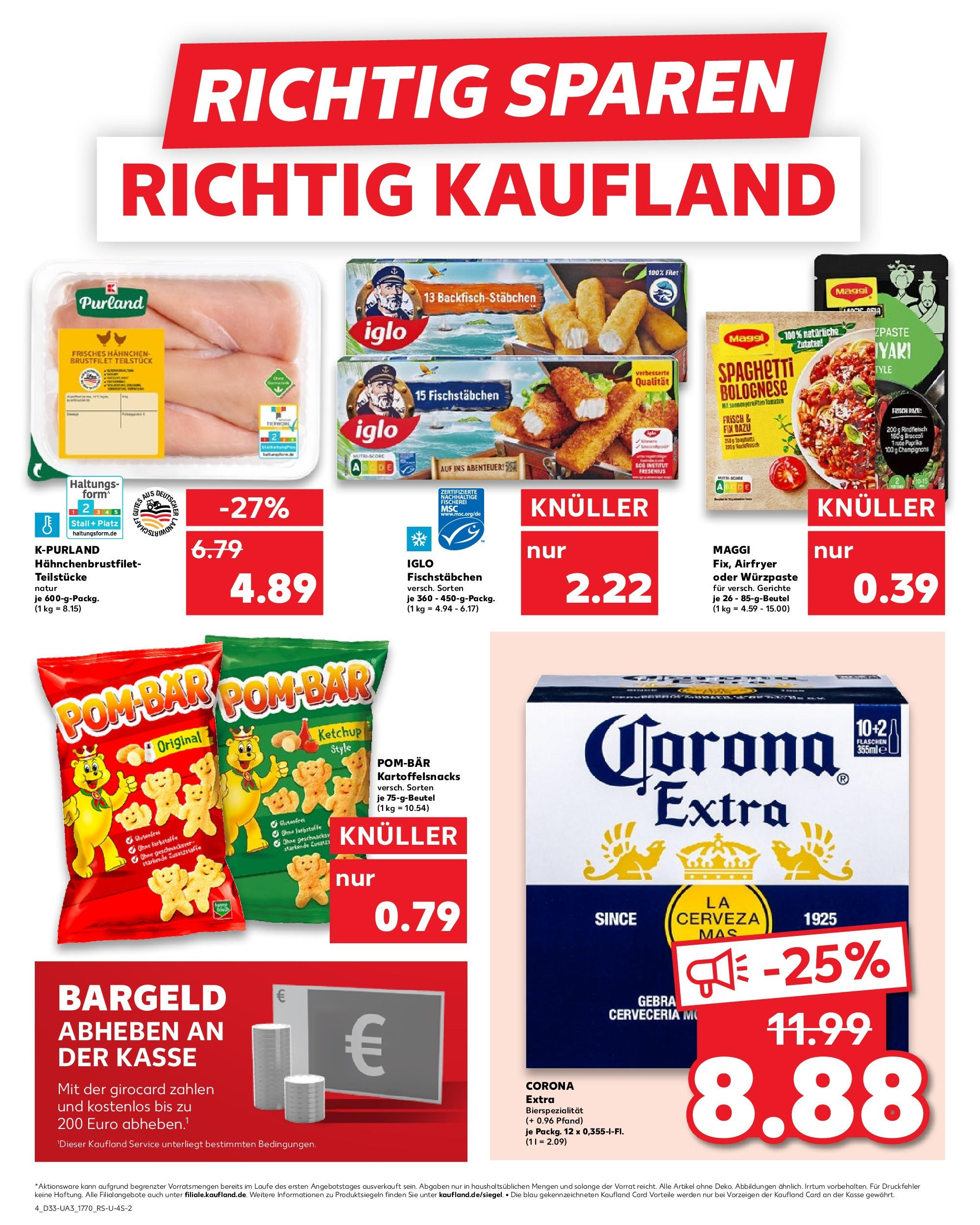 Prospekt Kaufland ab 14.08.2025 » Angebote Online zum Blättern | Seite: 4 | Produkte: Hahnchen, Iglo, POM-BÄR, Fischstabchen