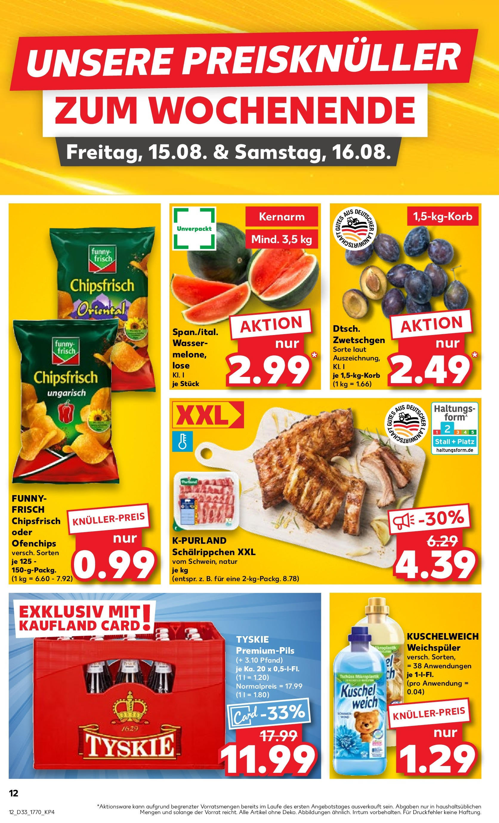 Prospekt Kaufland ab 14.08.2025 » Angebote Online zum Blättern | Seite: 16 | Produkte: Tyskie, Zwetschgen, Wasser, Weichspüler