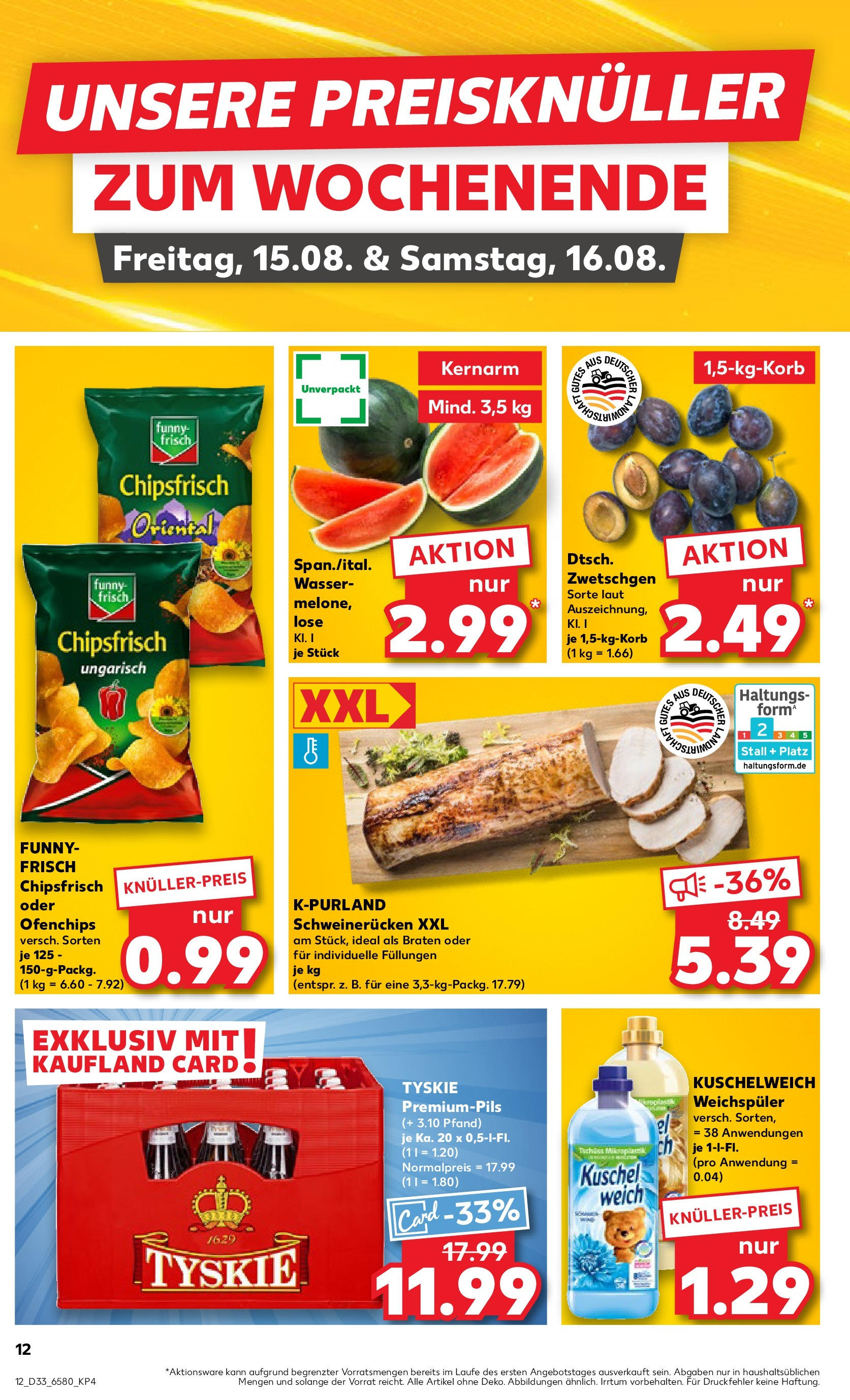 Prospekt Kaufland ab 14.08.2025 » Angebote Online zum Blättern | Seite: 12 | Produkte: Kuschelweich, Zwetschgen, Weichspüler, Wassermelone