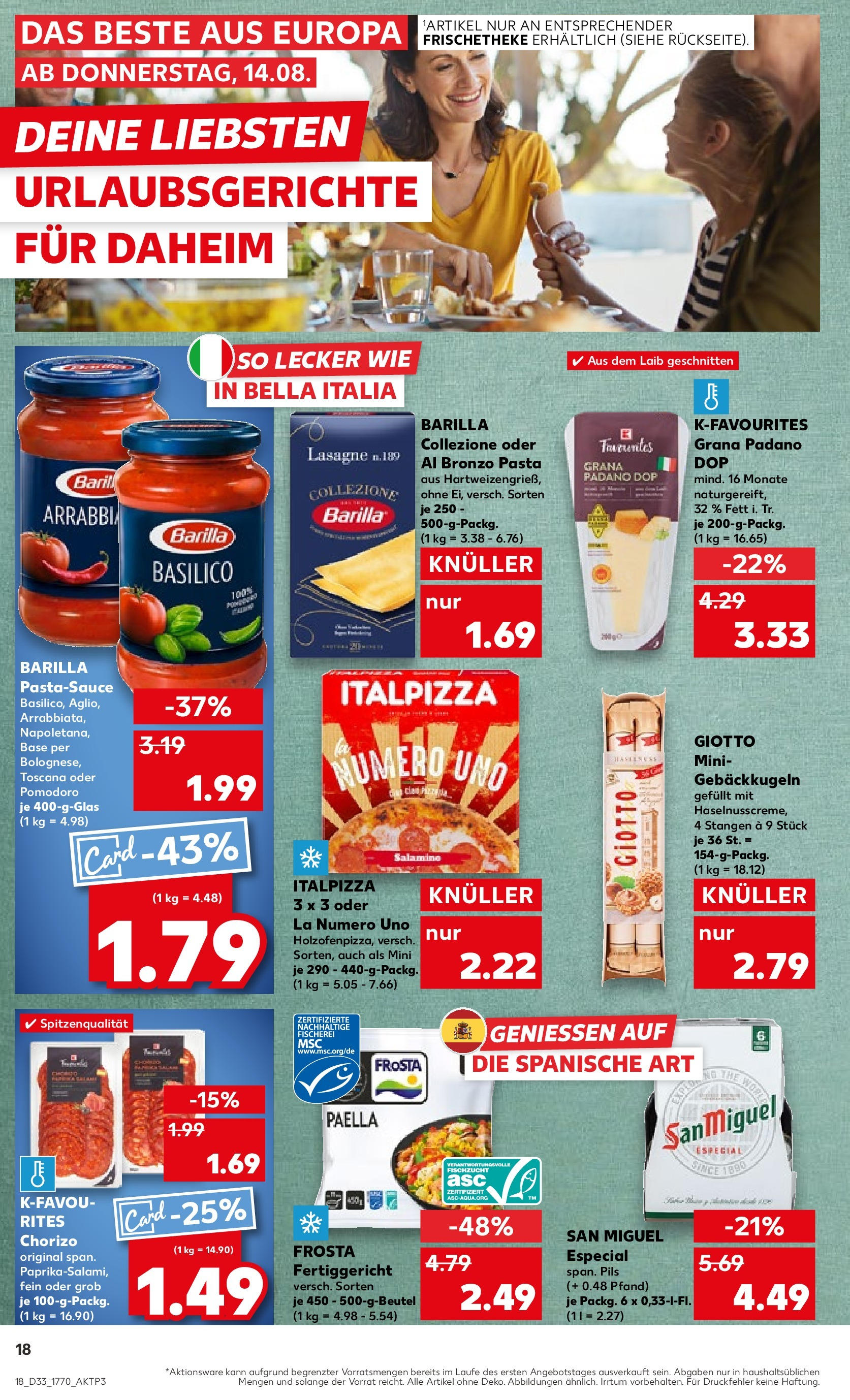 Prospekt Kaufland ab 14.08.2025 » Angebote Online zum Blättern | Seite: 22 | Produkte: Barilla, Pils, Pasta, Salami