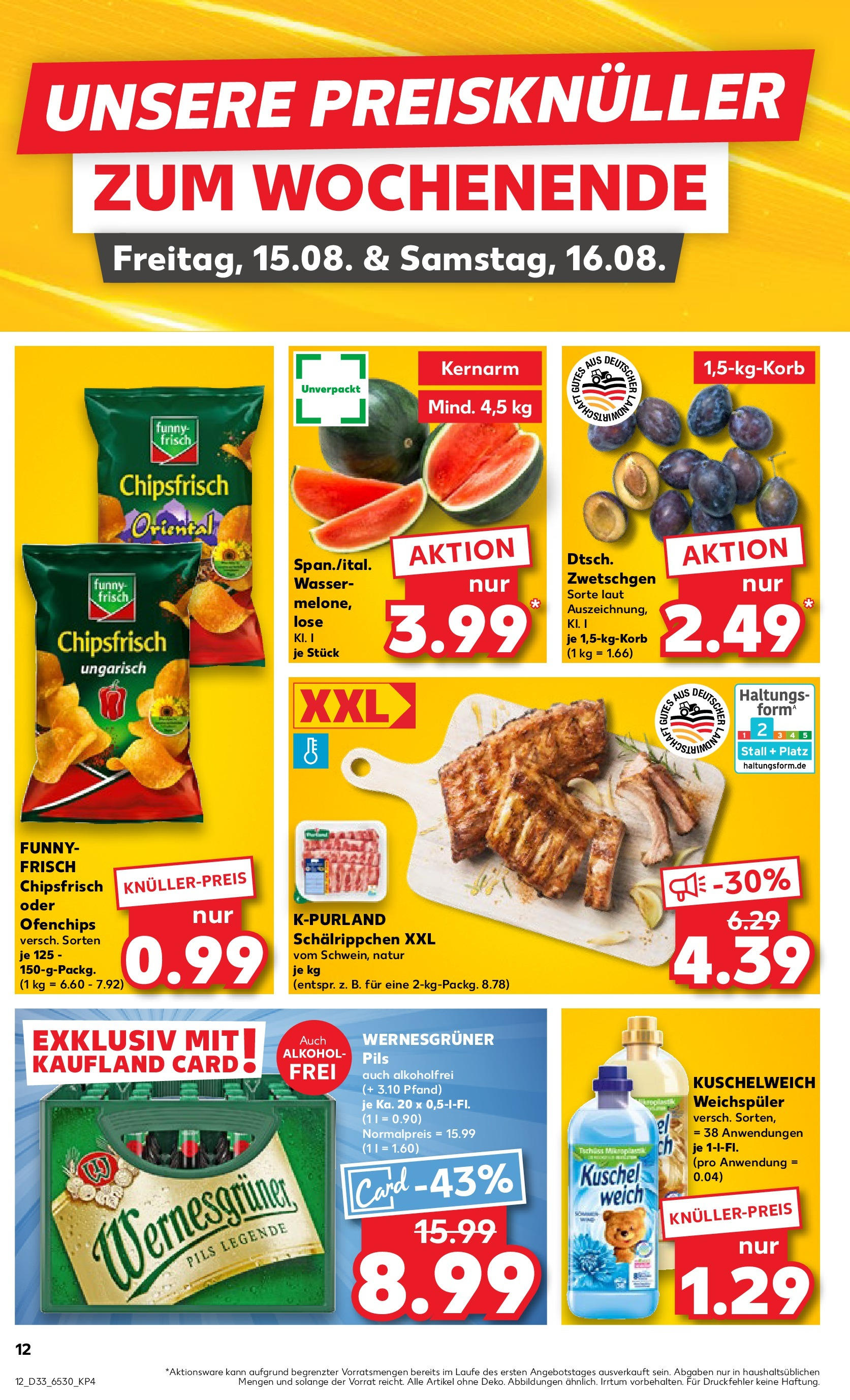 Prospekt Kaufland ab 14.08.2025 » Angebote Online zum Blättern | Seite: 12 | Produkte: Funny frisch, Pils, Kuschelweich, Wassermelone