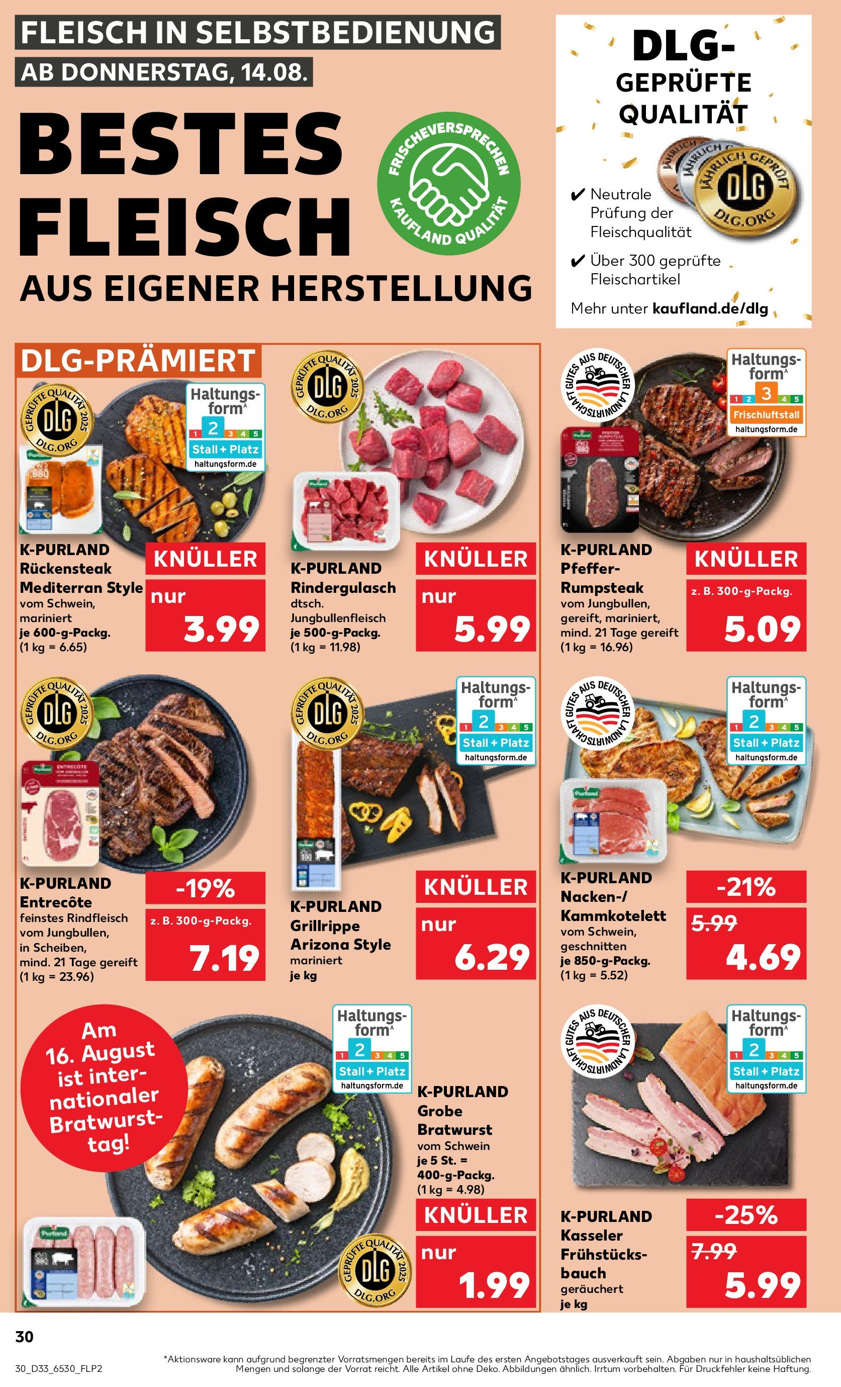 Prospekt Kaufland ab 14.08.2025 » Angebote Online zum Blättern | Seite: 30 | Produkte: Entrecote, Pfeffer, Rindfleisch, Steak