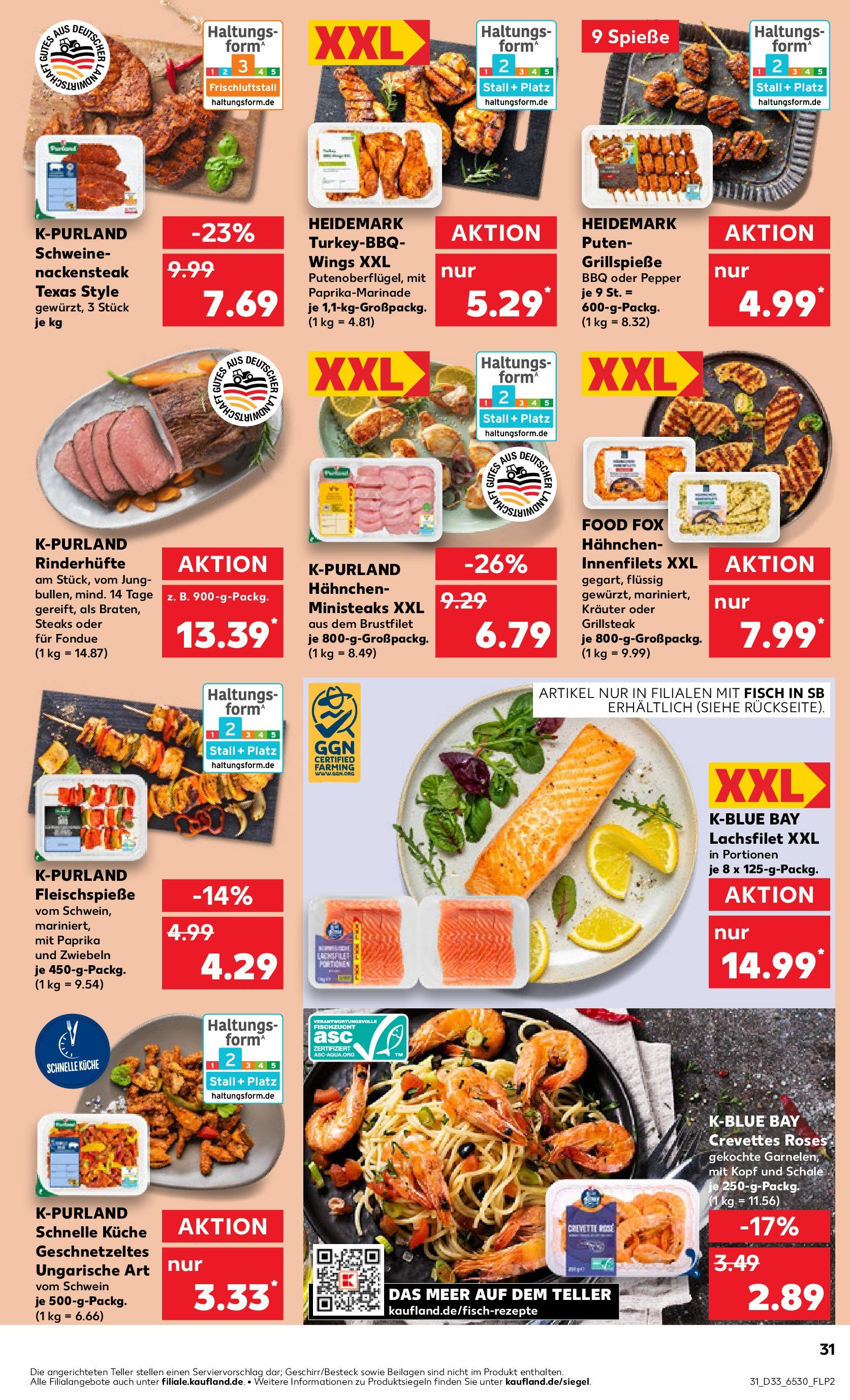 Prospekt Kaufland ab 14.08.2025 » Angebote Online zum Blättern | Seite: 31 | Produkte: Hahnchen, Spieße, Paprika, Steak
