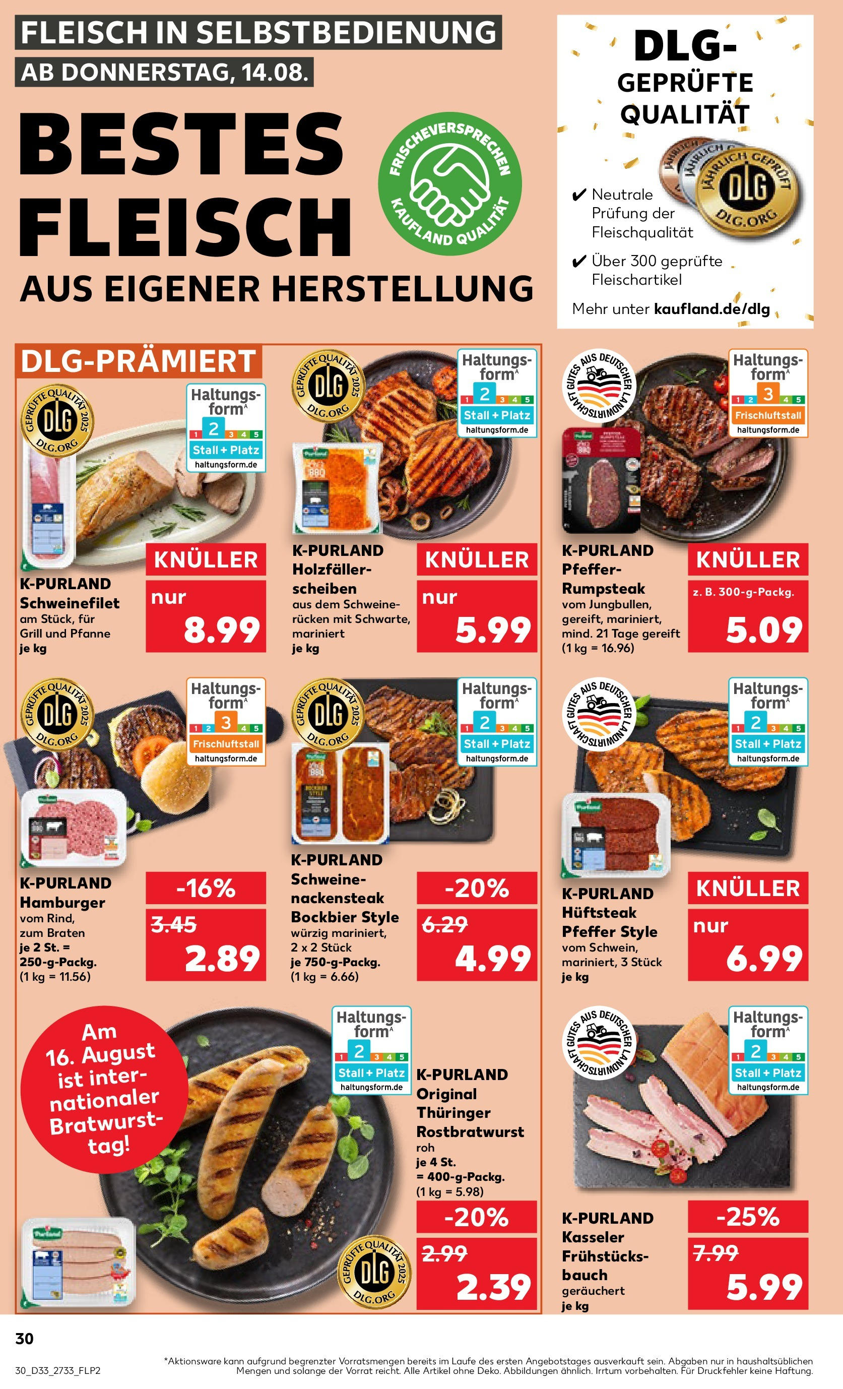 Prospekt Kaufland ab 14.08.2025 » Angebote Online zum Blättern | Seite: 30 | Produkte: Rumpsteak, Schweinefilet, Pfeffer, Steak