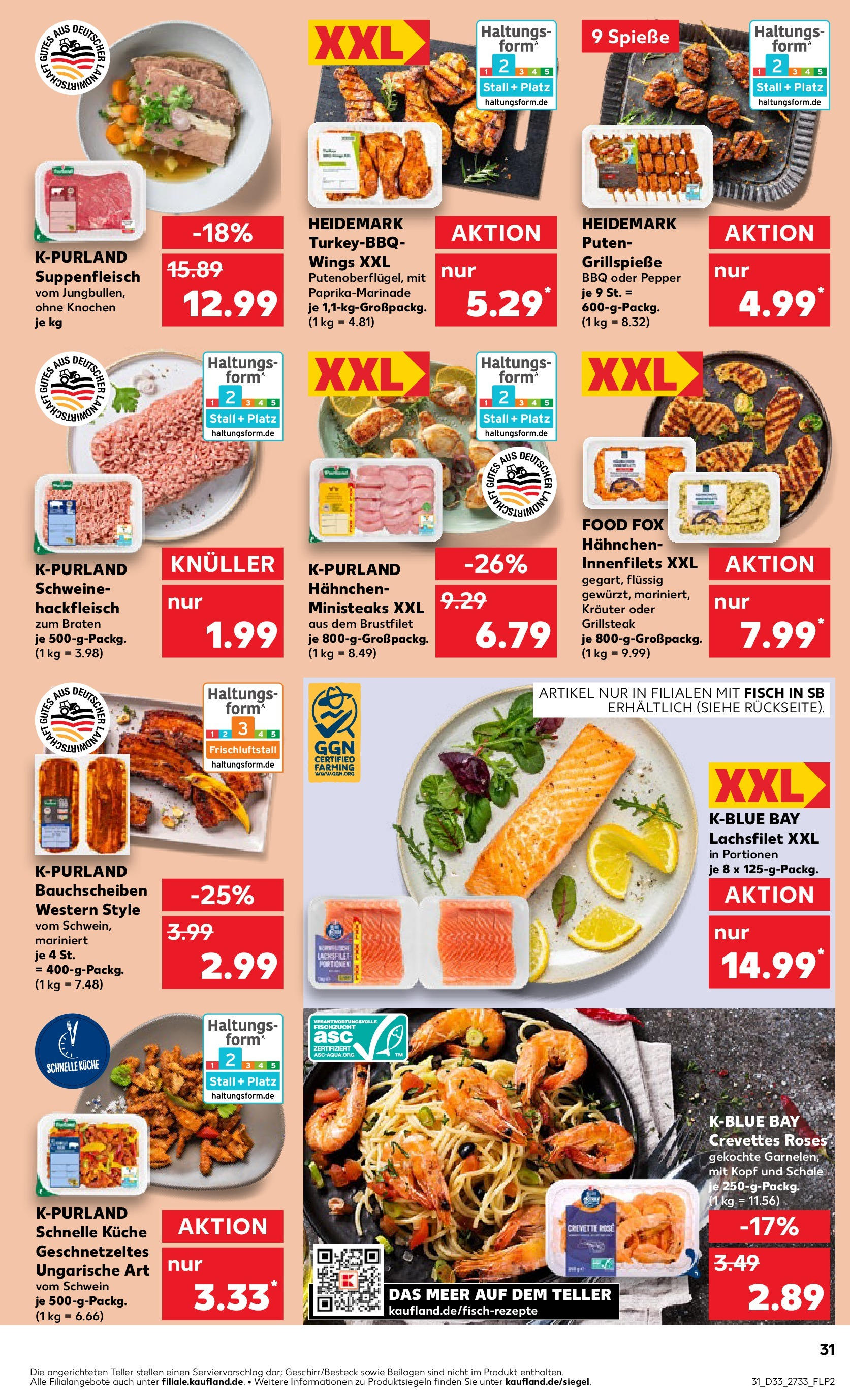 Prospekt Kaufland ab 14.08.2025 » Angebote Online zum Blättern | Seite: 31 | Produkte: Küche, Spieße, Suppenfleisch, Hackfleisch