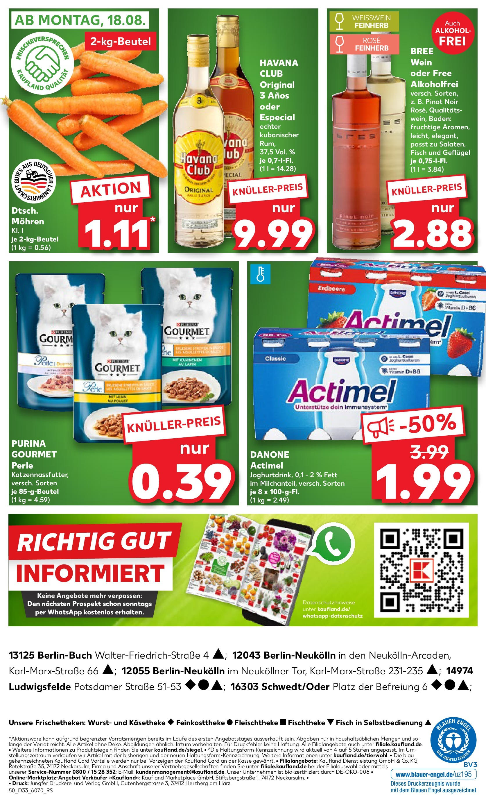 Prospekt Kaufland ab 14.08.2025 » Angebote Online zum Blättern | Seite: 50 | Produkte: Actimel, Bree, Mohren, Wurst