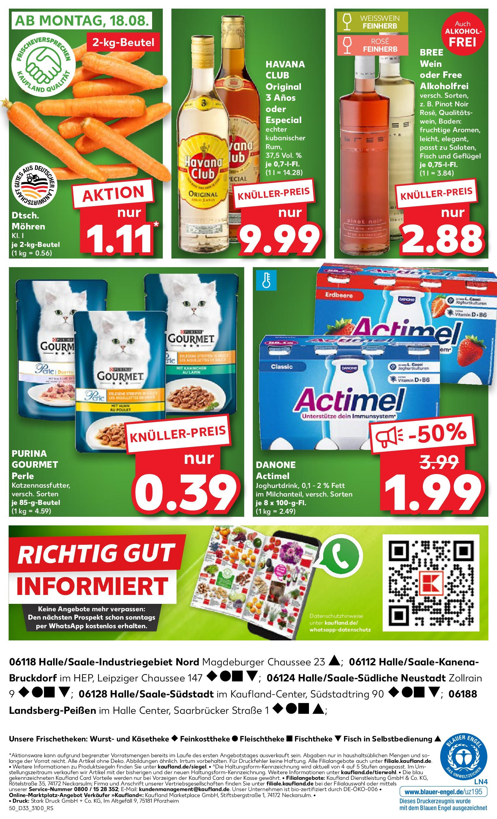 Prospekt Kaufland ab 14.08.2025 » Angebote Online zum Blättern | Seite: 50 | Produkte: Havana club, Actimel, Kaninchen, Weißwein