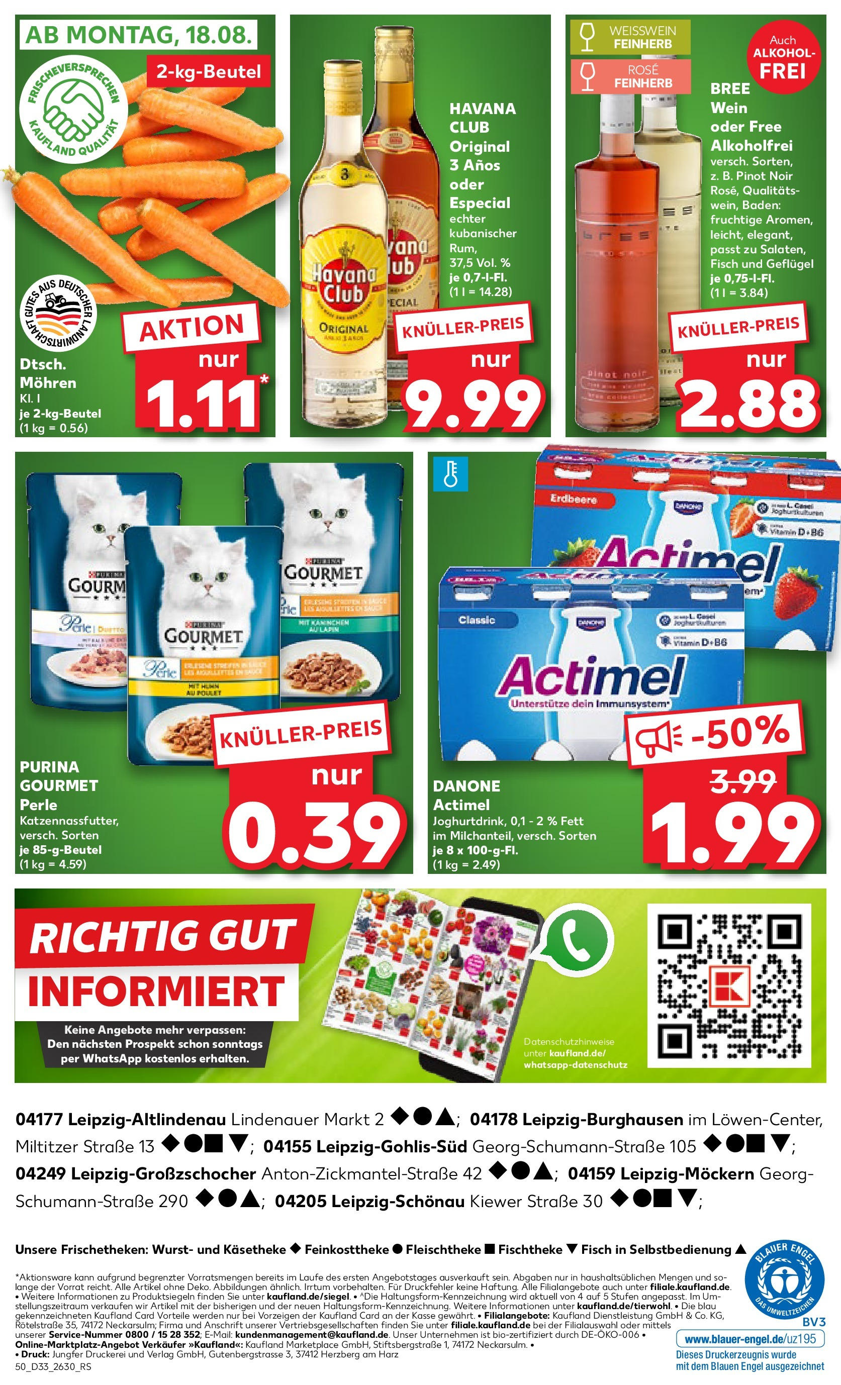 Prospekt Kaufland ab 14.08.2025 » Angebote Online zum Blättern | Seite: 50 | Produkte: Actimel, Kaninchen, Fisch, Wein