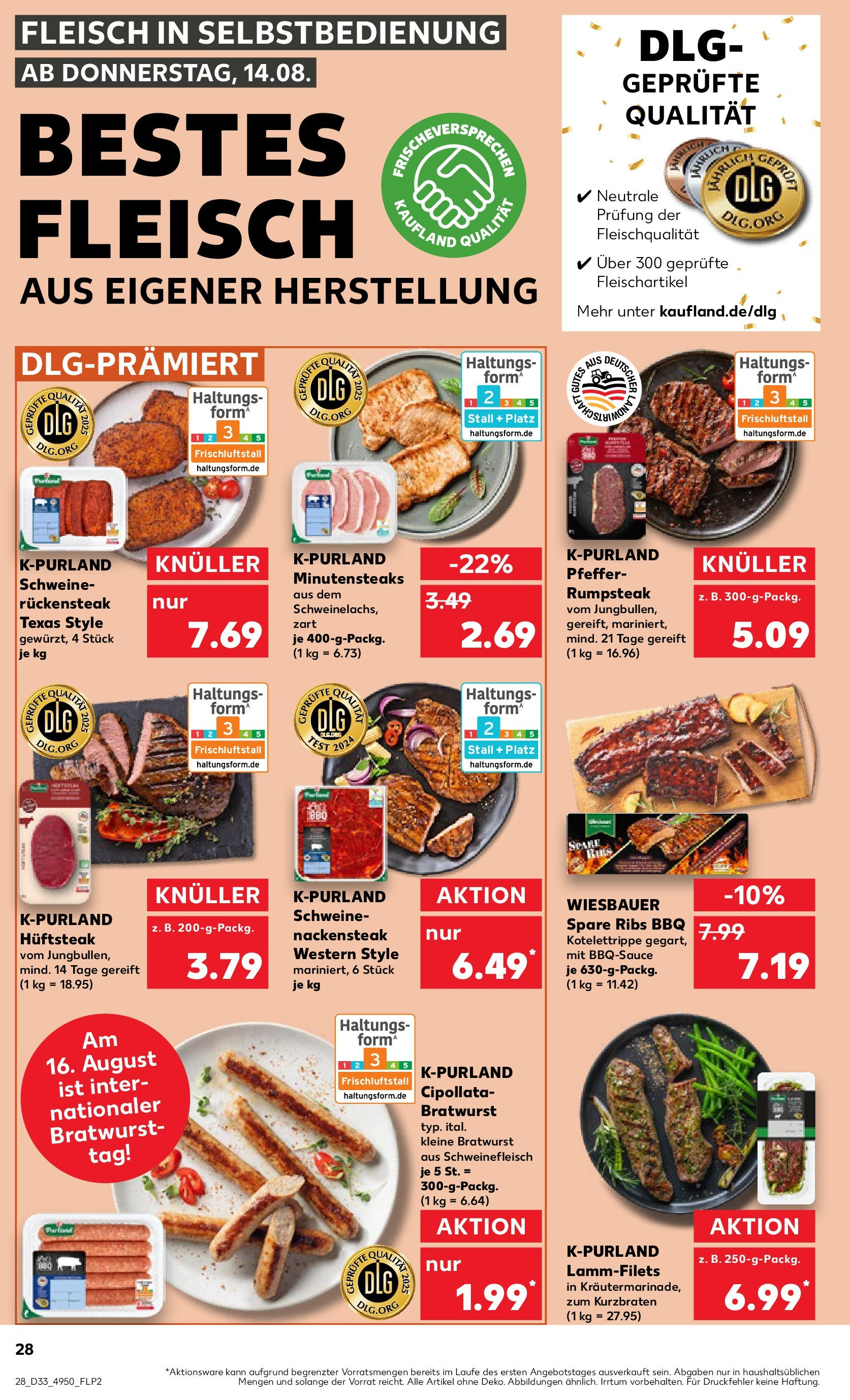 Prospekt Kaufland ab 14.08.2025 » Angebote und Werbung Online | Seite: 28 | Produkte: Rumpsteak, Schweinefleisch, Steak, Fleisch Prospekt Kaufland ab 14.08.2025 » Angebote Online zum Blättern | Seite: 28 | Produkte: Rumpsteak, Schweinefleisch, Steak, Fleisch