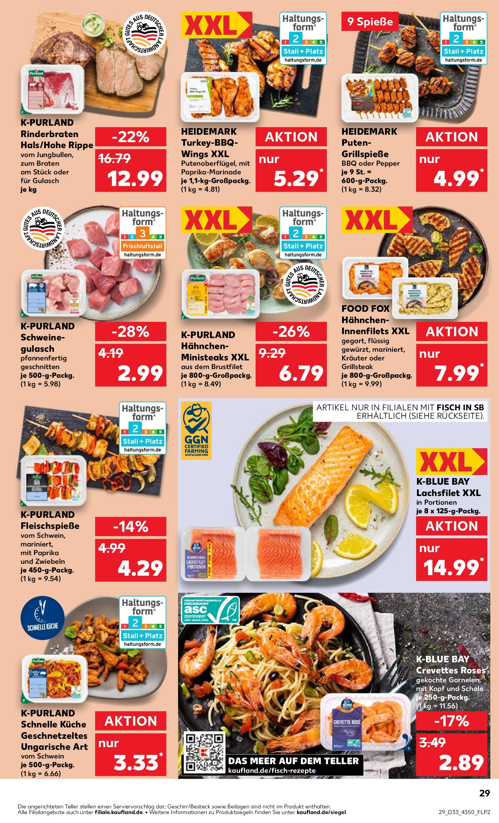Prospekt Kaufland ab 14.08.2025 » Angebote Online zum Blättern | Seite: 29 | Produkte: Rinderbraten, Fisch, Zwiebeln, Paprika