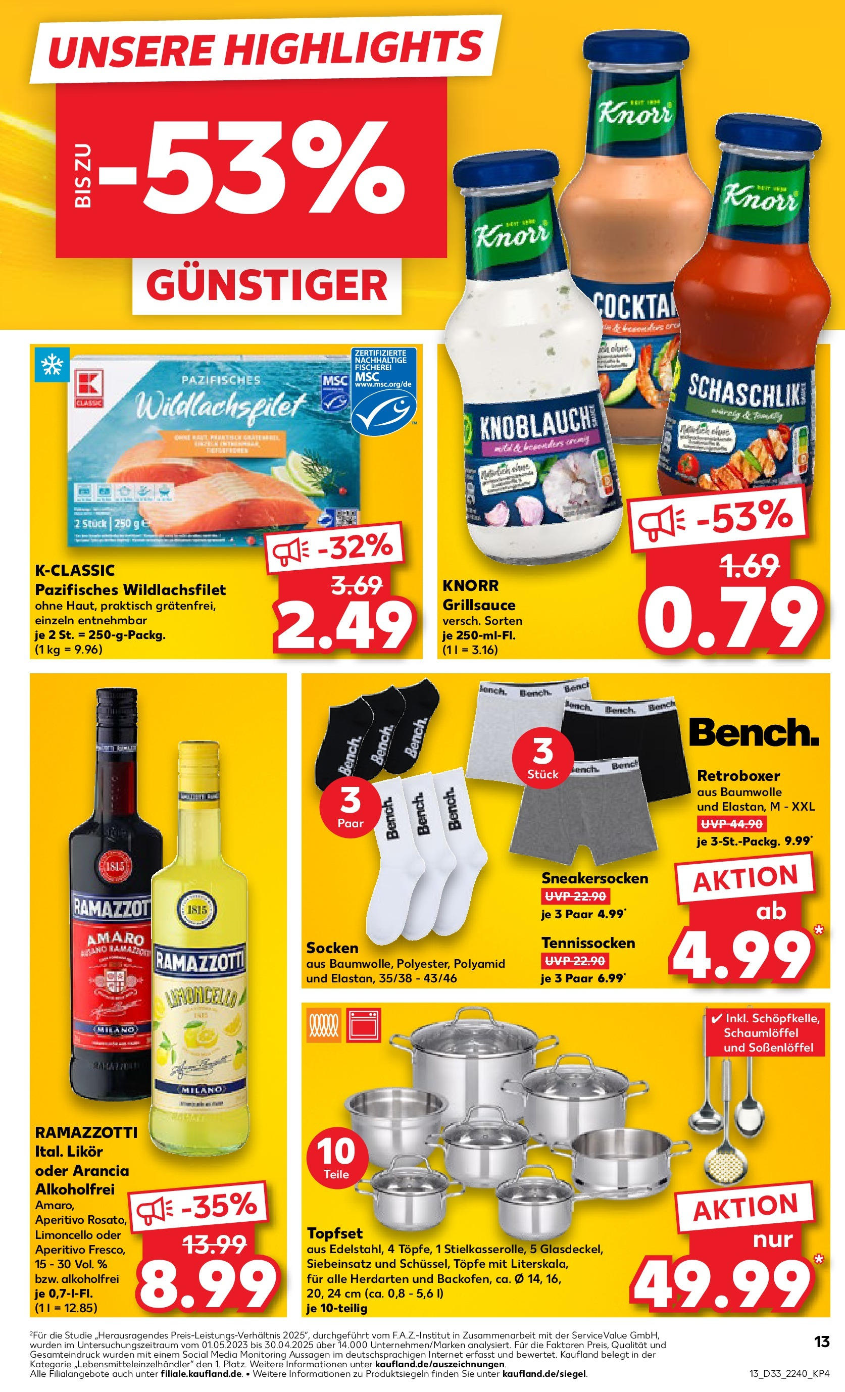 Prospekt Kaufland ab 14.08.2025 » Angebote und Werbung Online | Seite: 13 | Produkte: Likör, Knorr, Socken, Ramazzotti Prospekt Kaufland ab 14.08.2025 » Angebote Online zum Blättern | Seite: 13 | Produkte: Likör, Knorr, Socken, Ramazzotti