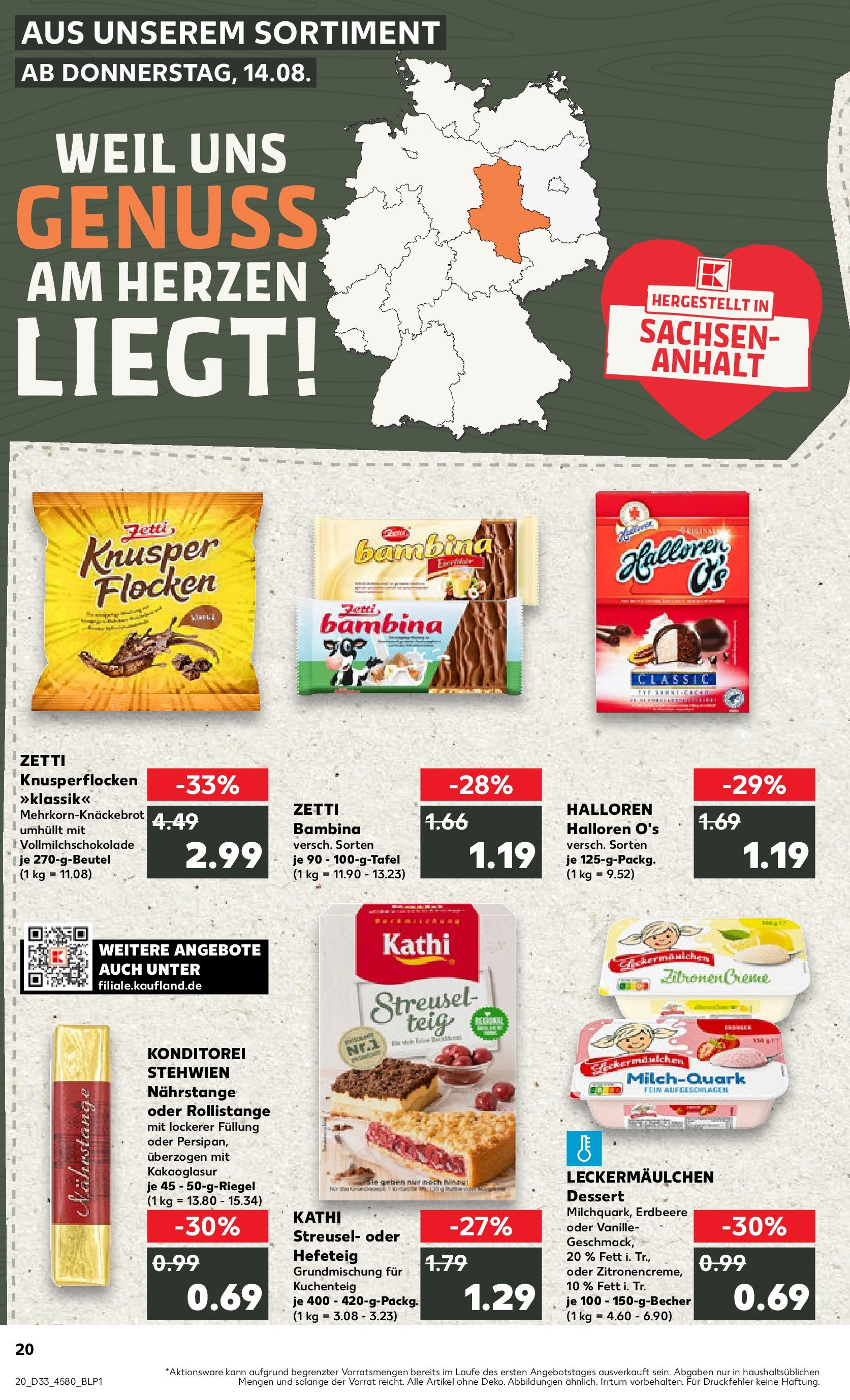 Prospekt Kaufland ab 14.08.2025 » Angebote Online zum Blättern | Seite: 20 | Produkte: Creme, Flocken, Zitronen