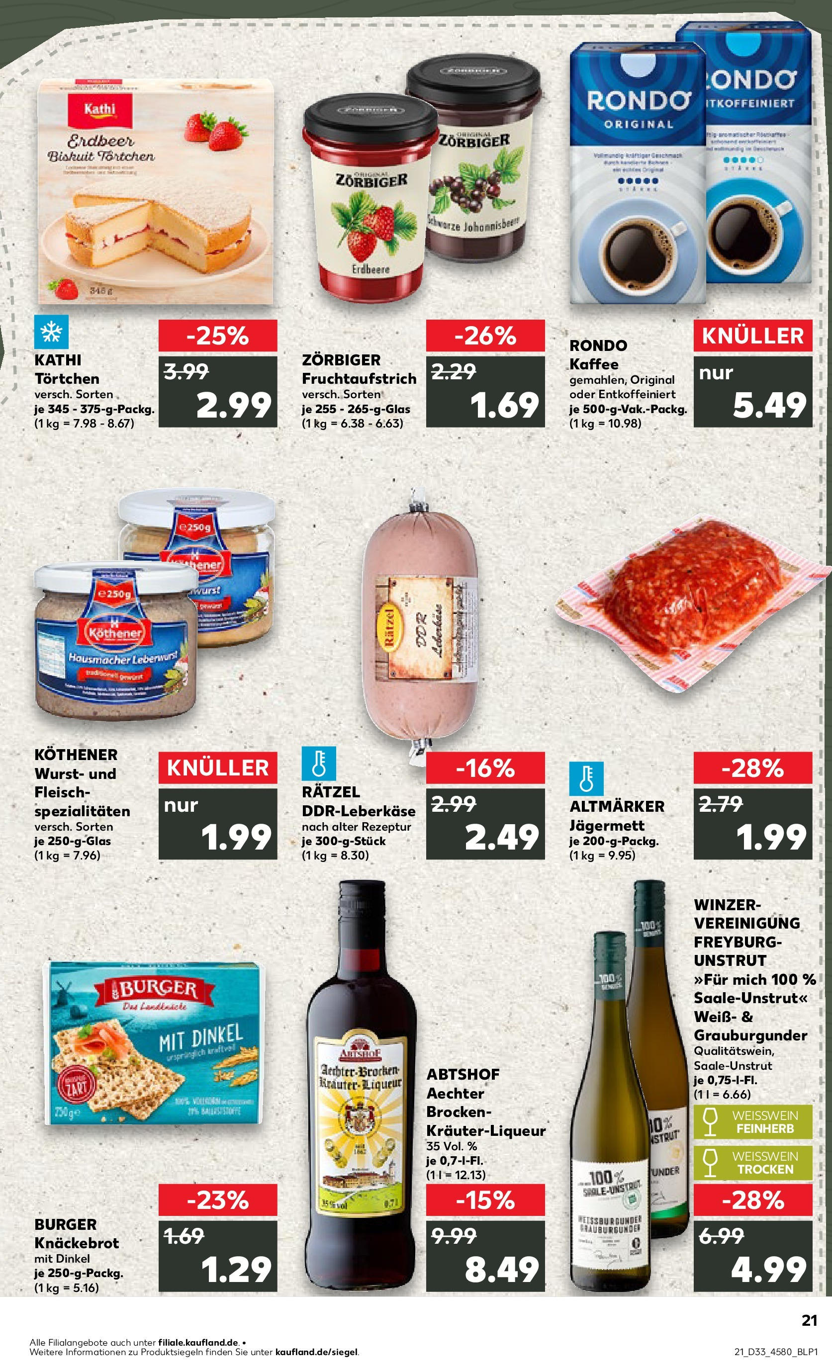 Prospekt Kaufland ab 14.08.2025 » Angebote Online zum Blättern | Seite: 21 | Produkte: Kaffee, Weißwein, Burger, Fleisch