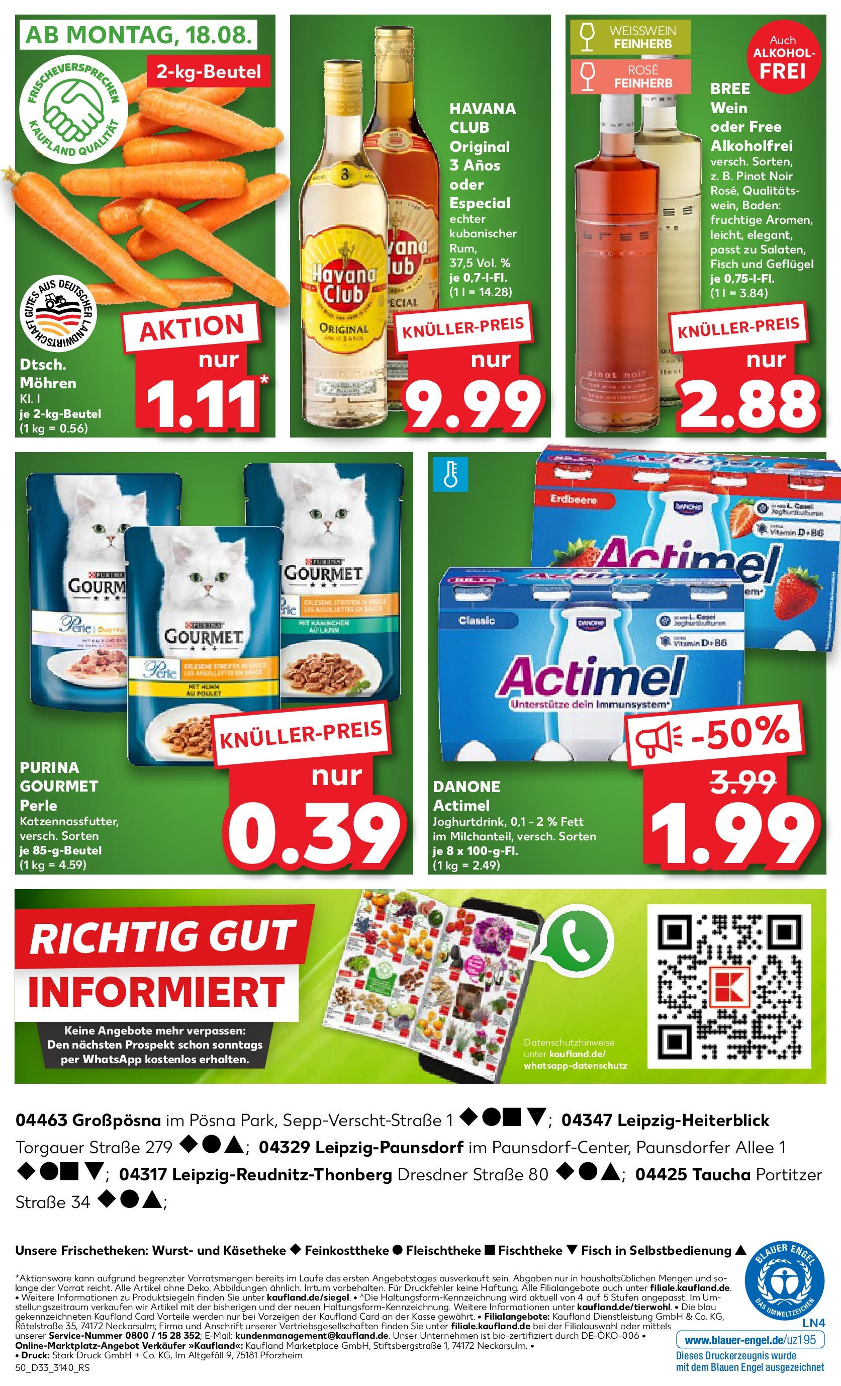 Prospekt Kaufland ab 14.08.2025 » Angebote Online zum Blättern | Seite: 50 | Produkte: Actimel, Kaninchen, Rum, Wein