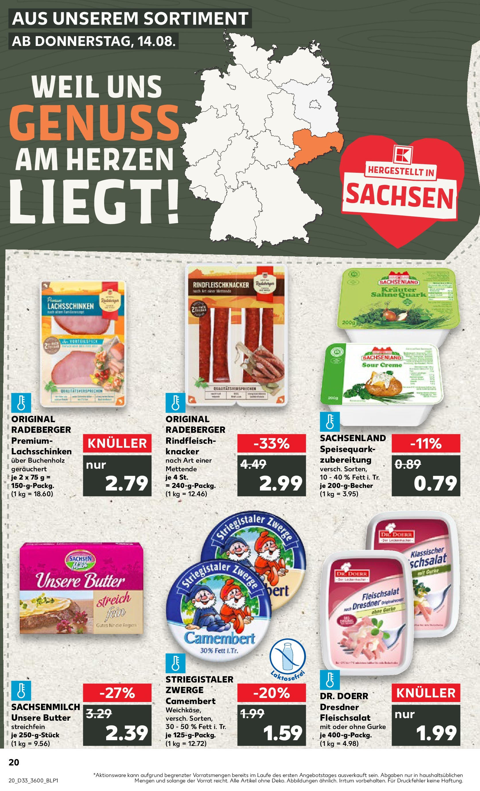 Prospekt Kaufland ab 14.08.2025 » Angebote Online zum Blättern | Seite: 20 | Produkte: Quark, Butter, Creme, Rindfleisch