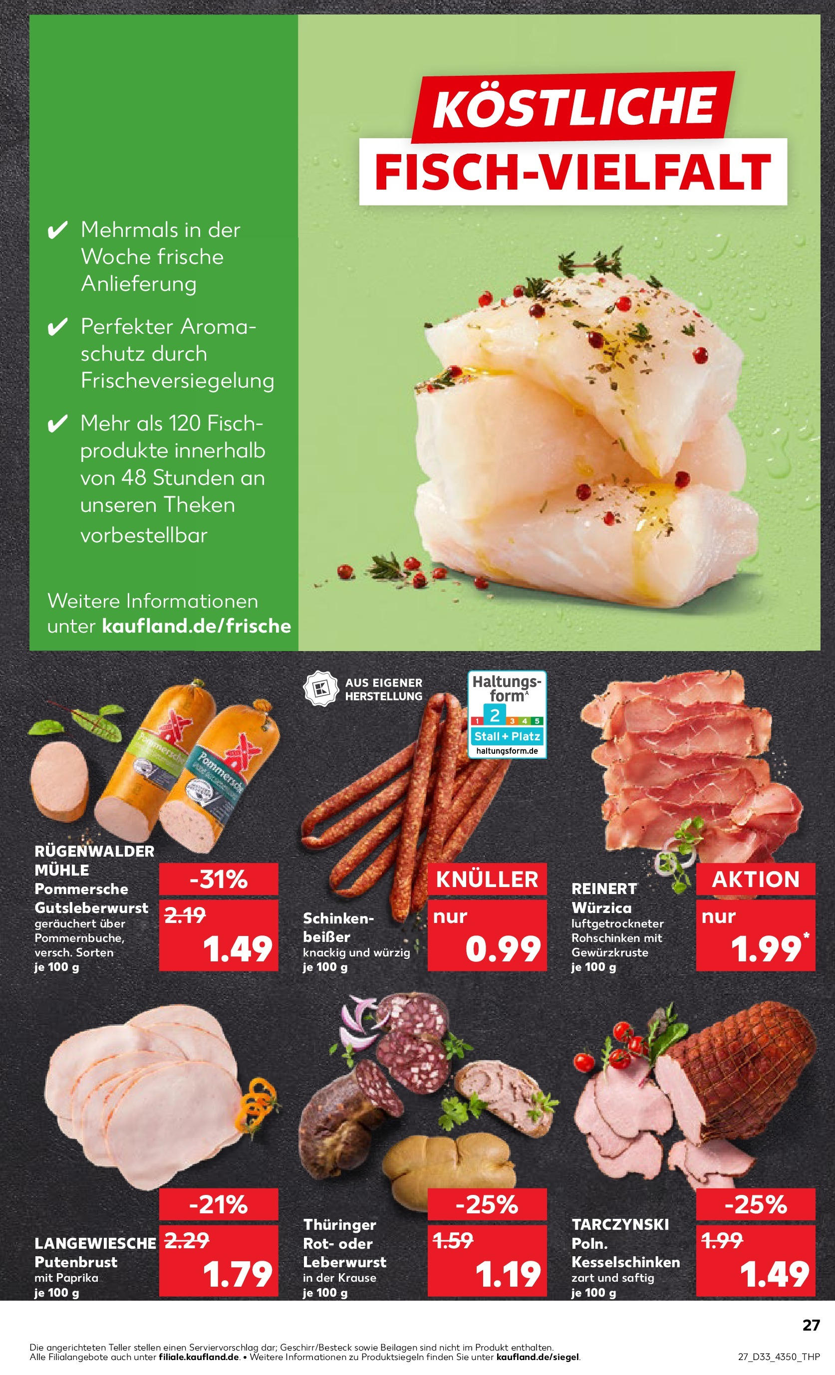 Prospekt Kaufland ab 14.08.2025 » Angebote Online zum Blättern | Seite: 27 | Produkte: Mühle, Fisch, Paprika, Schinken