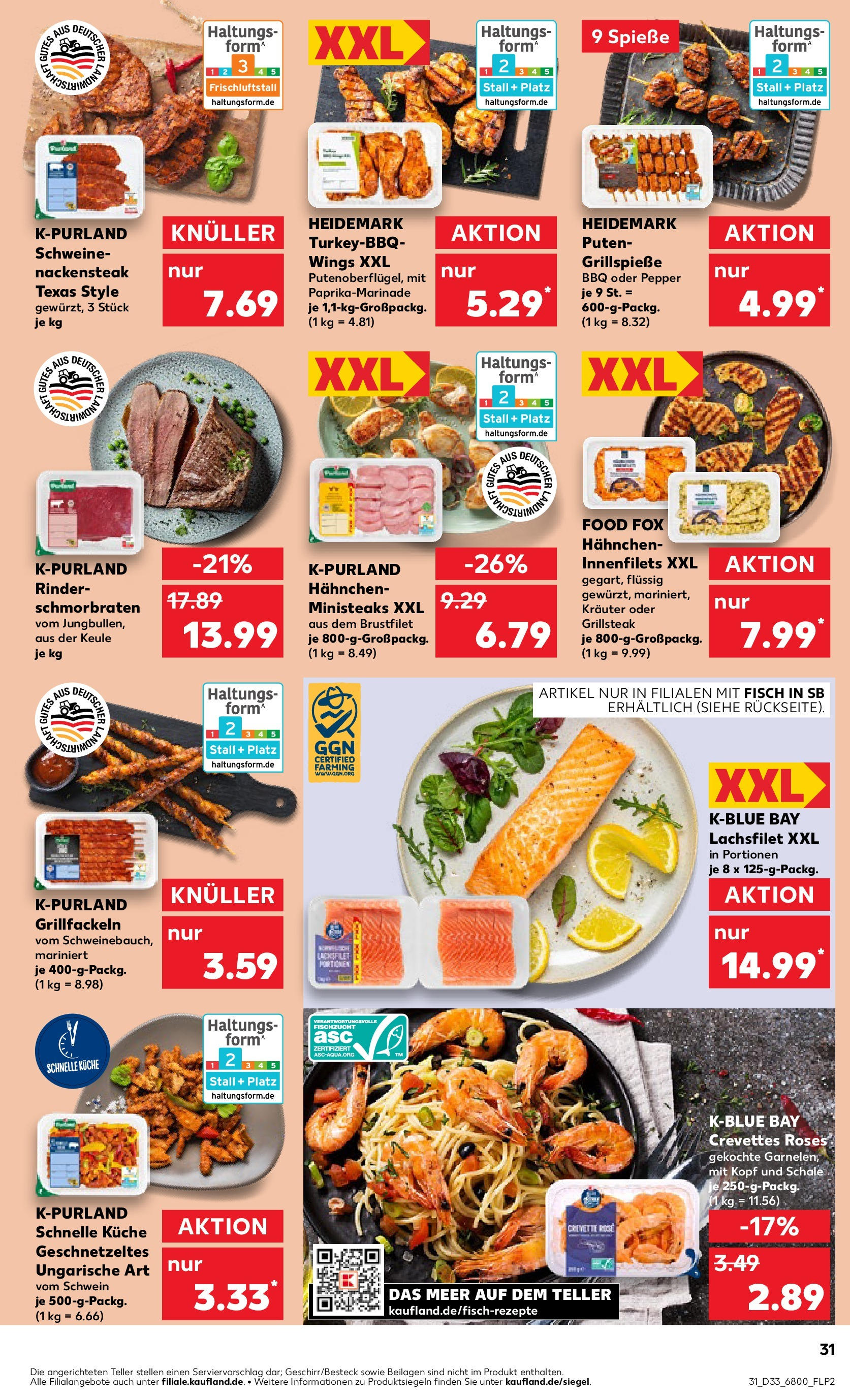 Prospekt Kaufland ab 14.08.2025 » Angebote und Werbung Online | Seite: 31 | Produkte: Küche, Spieße, Fisch, Steak Prospekt Kaufland ab 14.08.2025 » Angebote Online zum Blättern | Seite: 31 | Produkte: Küche, Spieße, Fisch, Steak