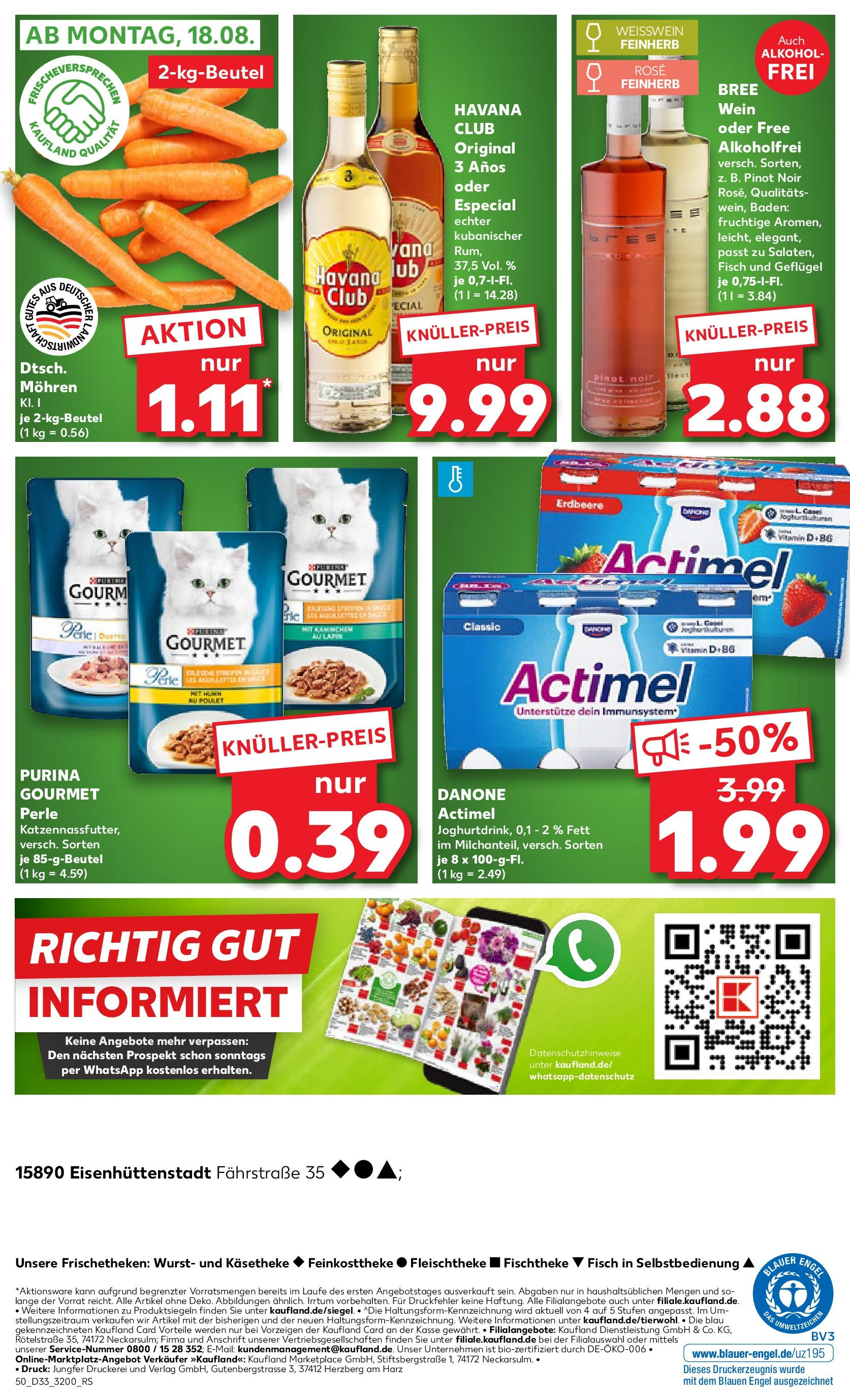 Prospekt Kaufland ab 14.08.2025 » Angebote Online zum Blättern | Seite: 50 | Produkte: Actimel, Bree, Fisch, Wein