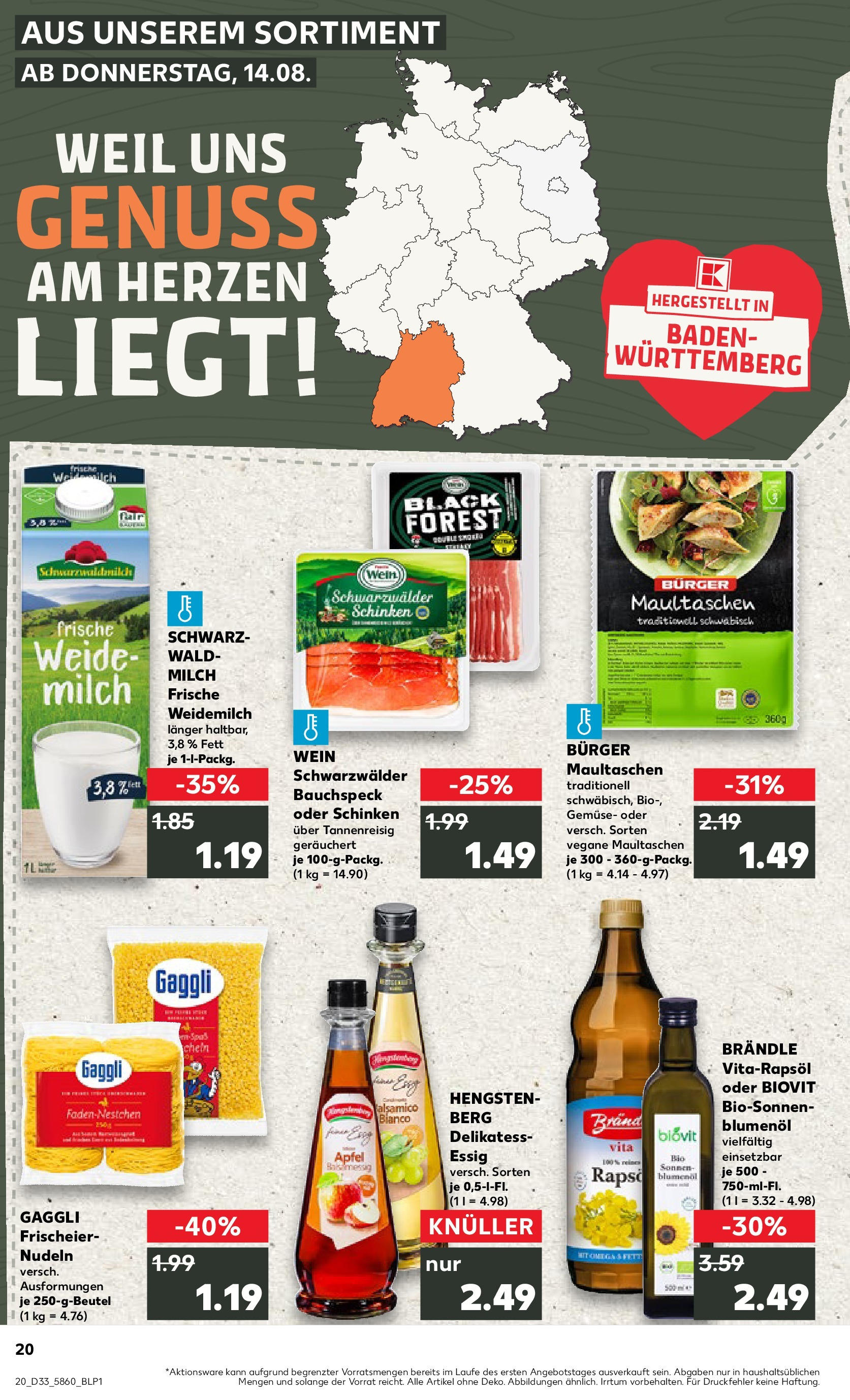 Prospekt Kaufland ab 14.08.2025 » Angebote und Werbung Online | Seite: 20 | Produkte: Essig, Burger, Äpfel, Pasta Prospekt Kaufland ab 14.08.2025 » Angebote Online zum Blättern | Seite: 20 | Produkte: Essig, Burger, Äpfel, Pasta