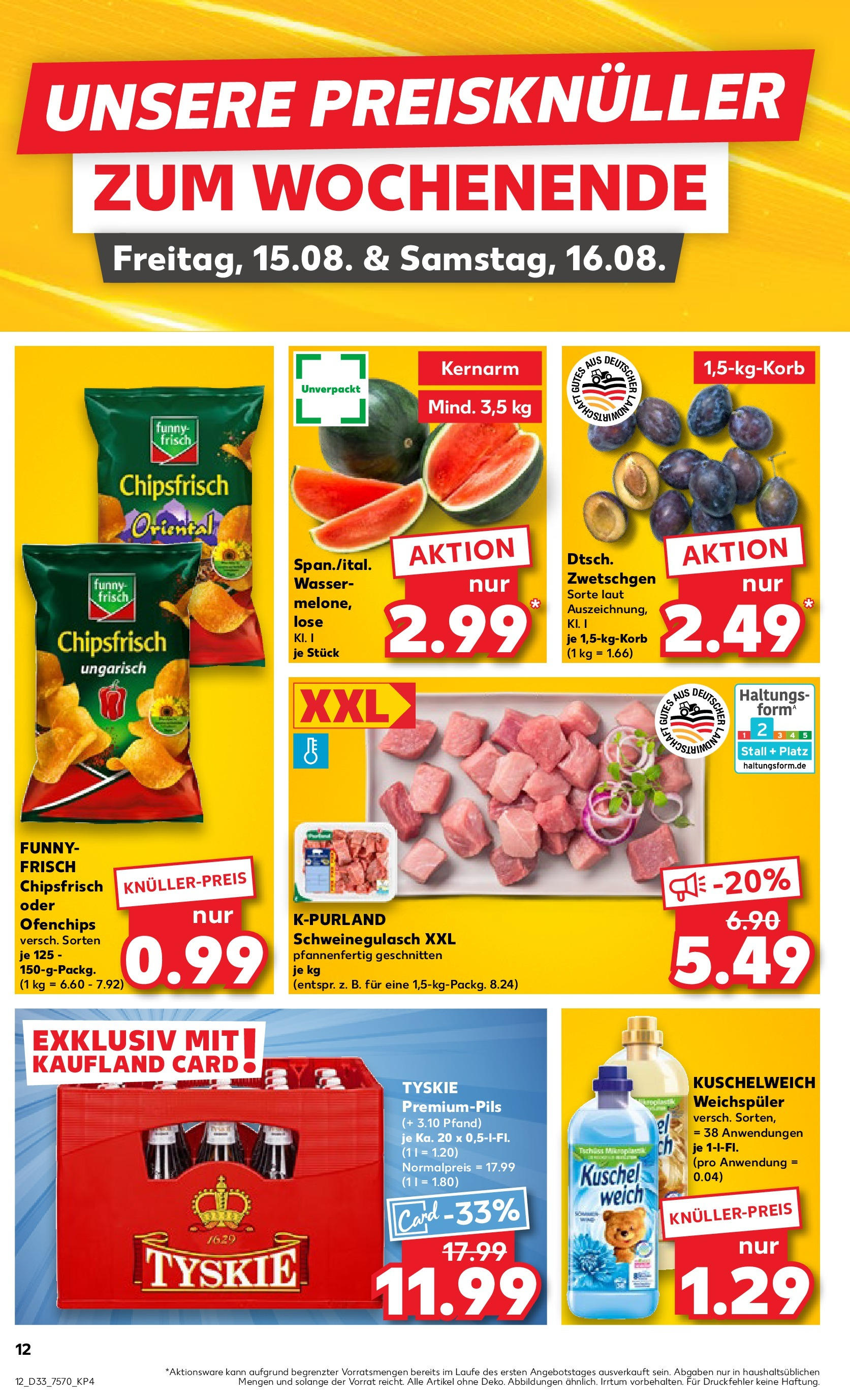 Prospekt Kaufland ab 14.08.2025 » Angebote Online zum Blättern | Seite: 12 | Produkte: Funny frisch, Kuschelweich, Zwetschgen, Weichspüler