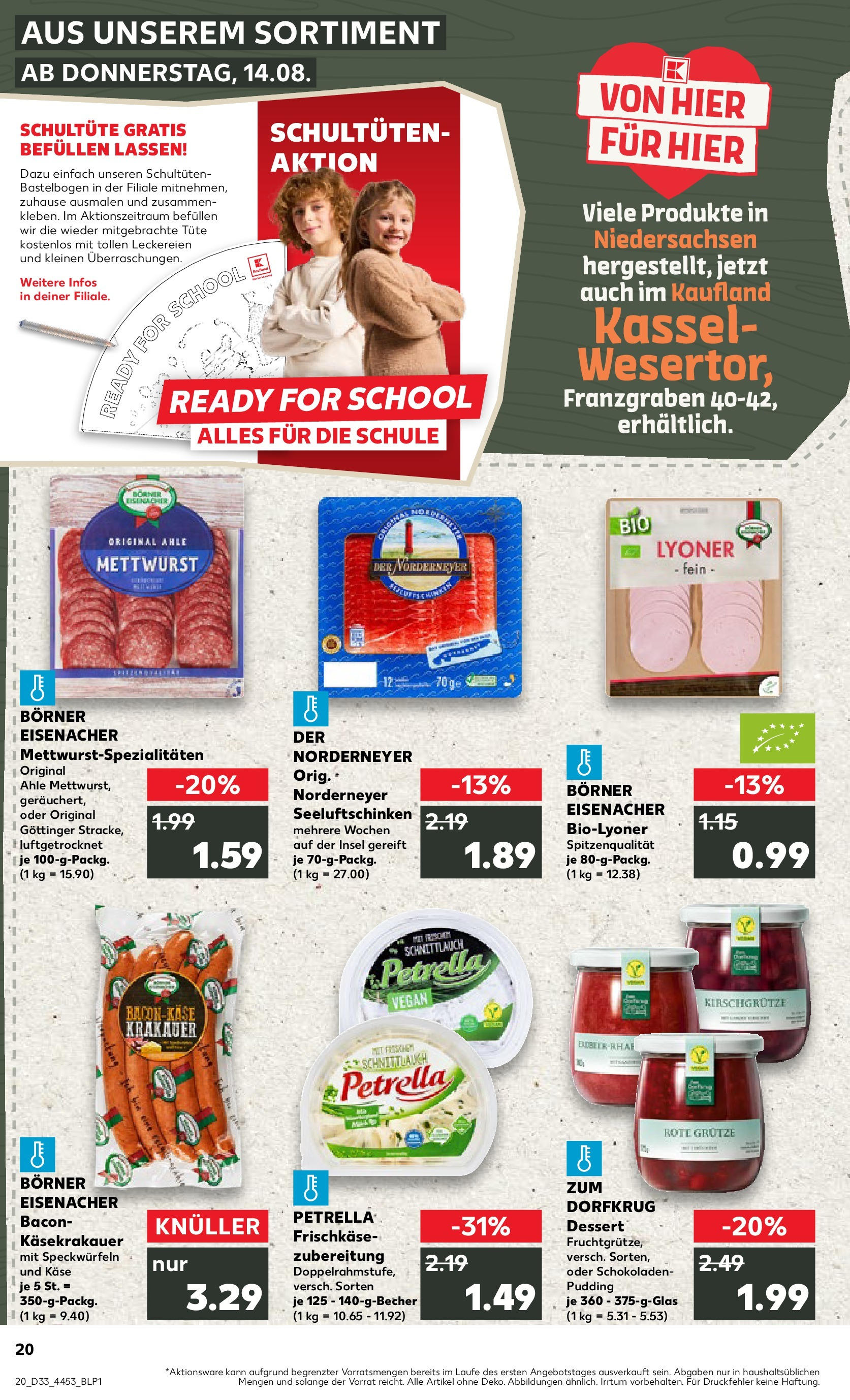 Prospekt Kaufland ab 14.08.2025 » Angebote Online zum Blättern | Seite: 20 | Produkte: Käse, Pudding, Frischkase