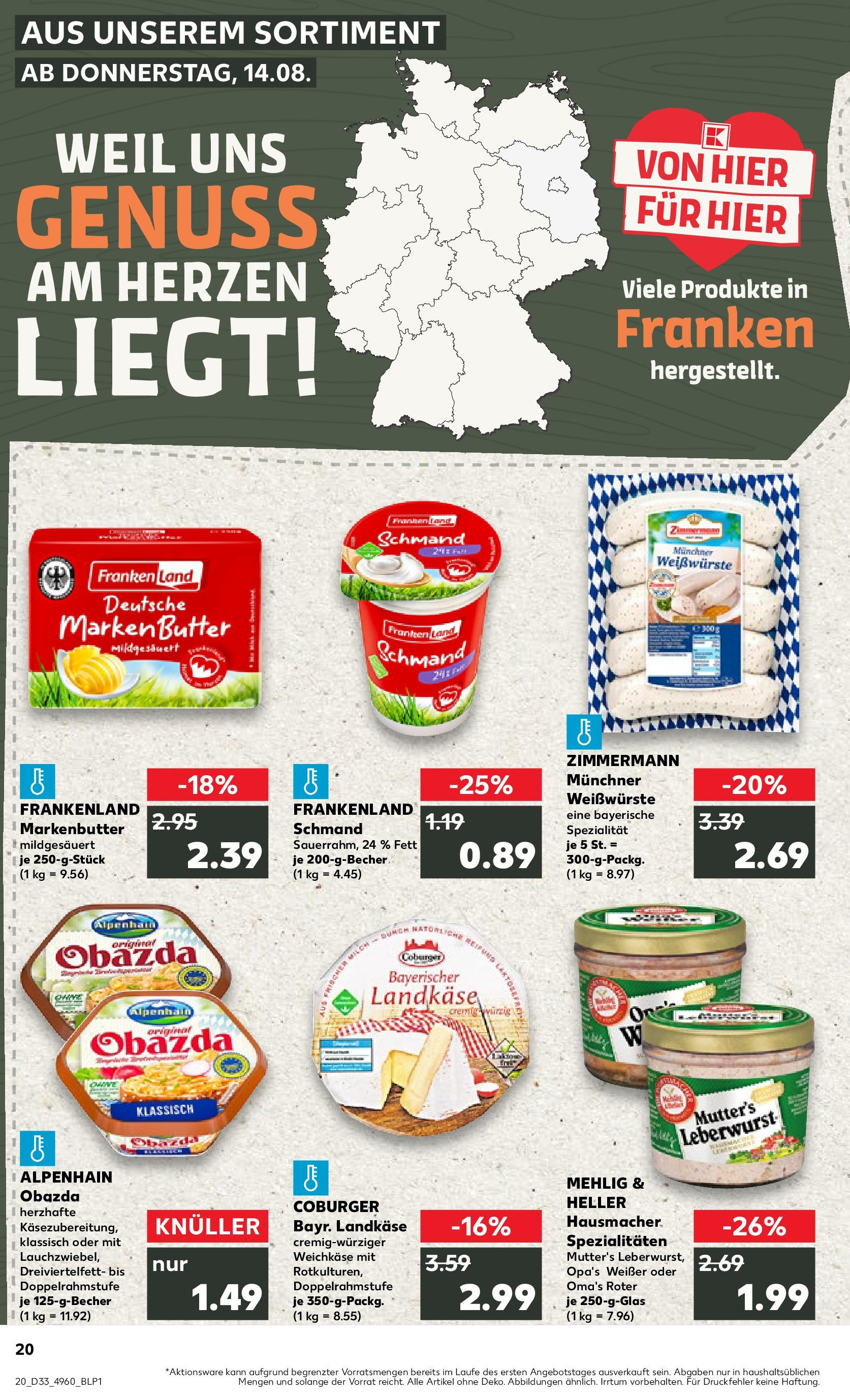 Prospekt Kaufland ab 14.08.2025 » Angebote Online zum Blättern | Seite: 20 | Produkte: Butter