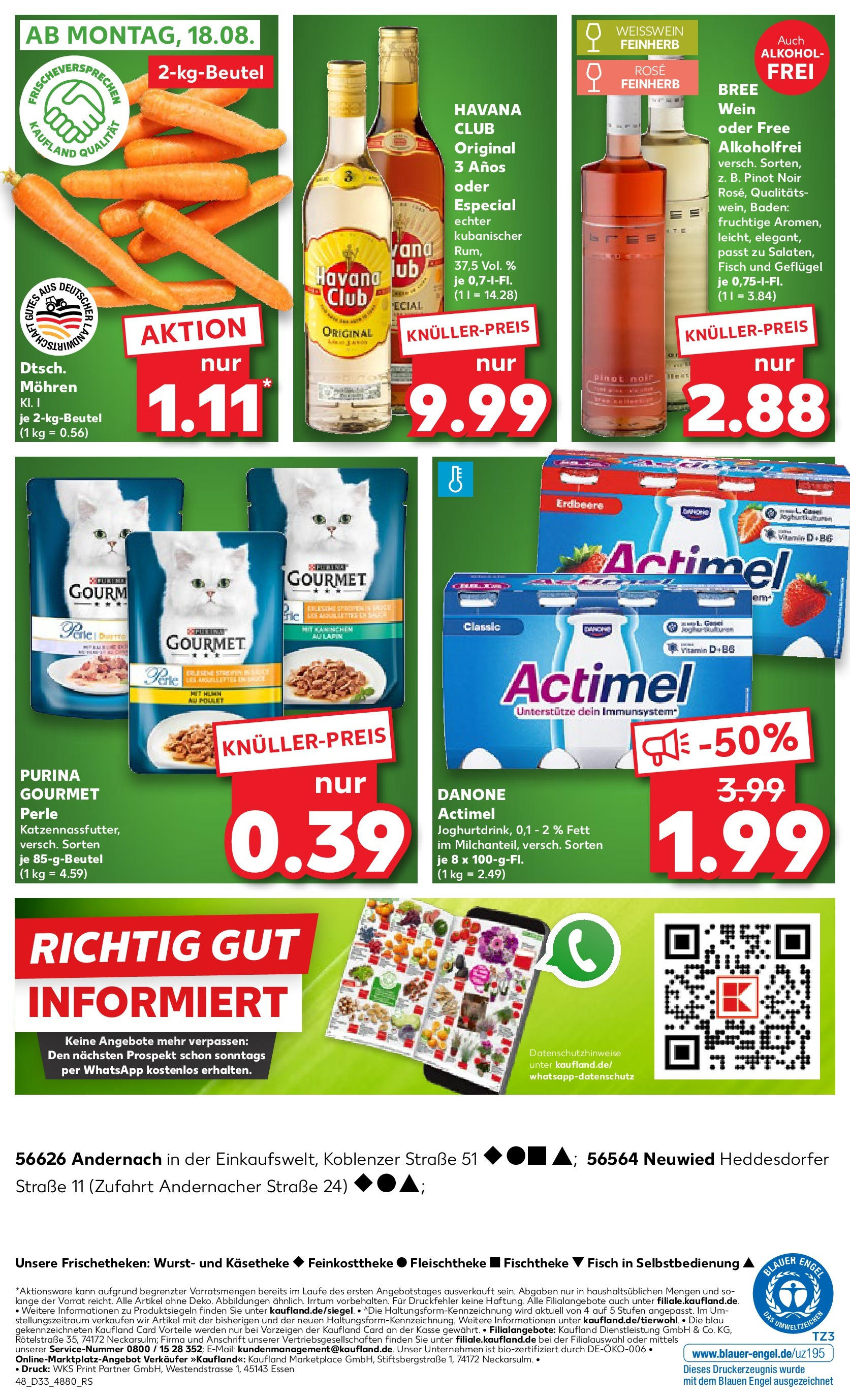 Prospekt Kaufland ab 14.08.2025 » Angebote Online zum Blättern | Seite: 48 | Produkte: Actimel, Kaninchen, Weißwein, Bree