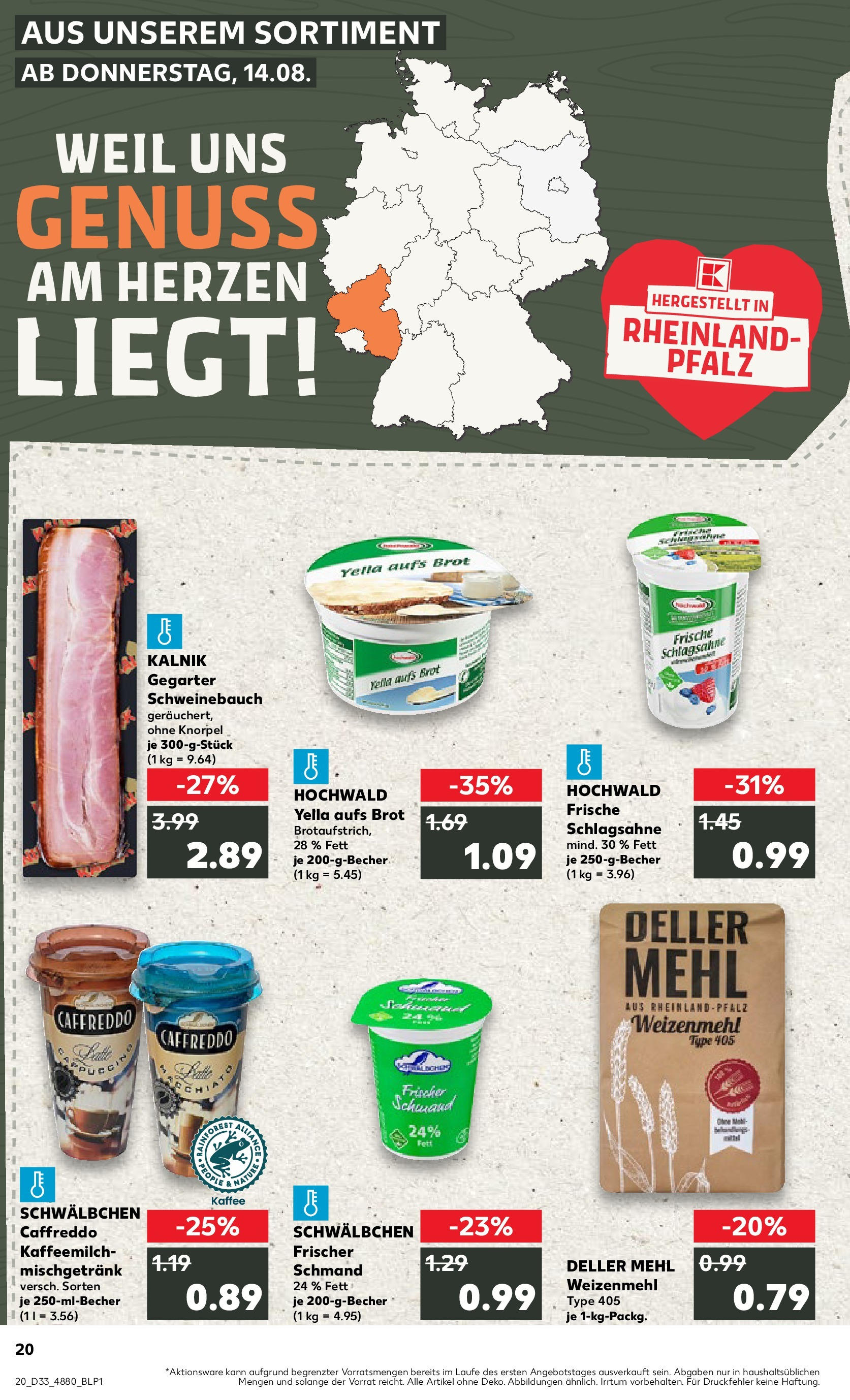 Prospekt Kaufland ab 14.08.2025 » Angebote Online zum Blättern | Seite: 20 | Produkte: Mehl, Kaffee, Weizenmehl, Brot