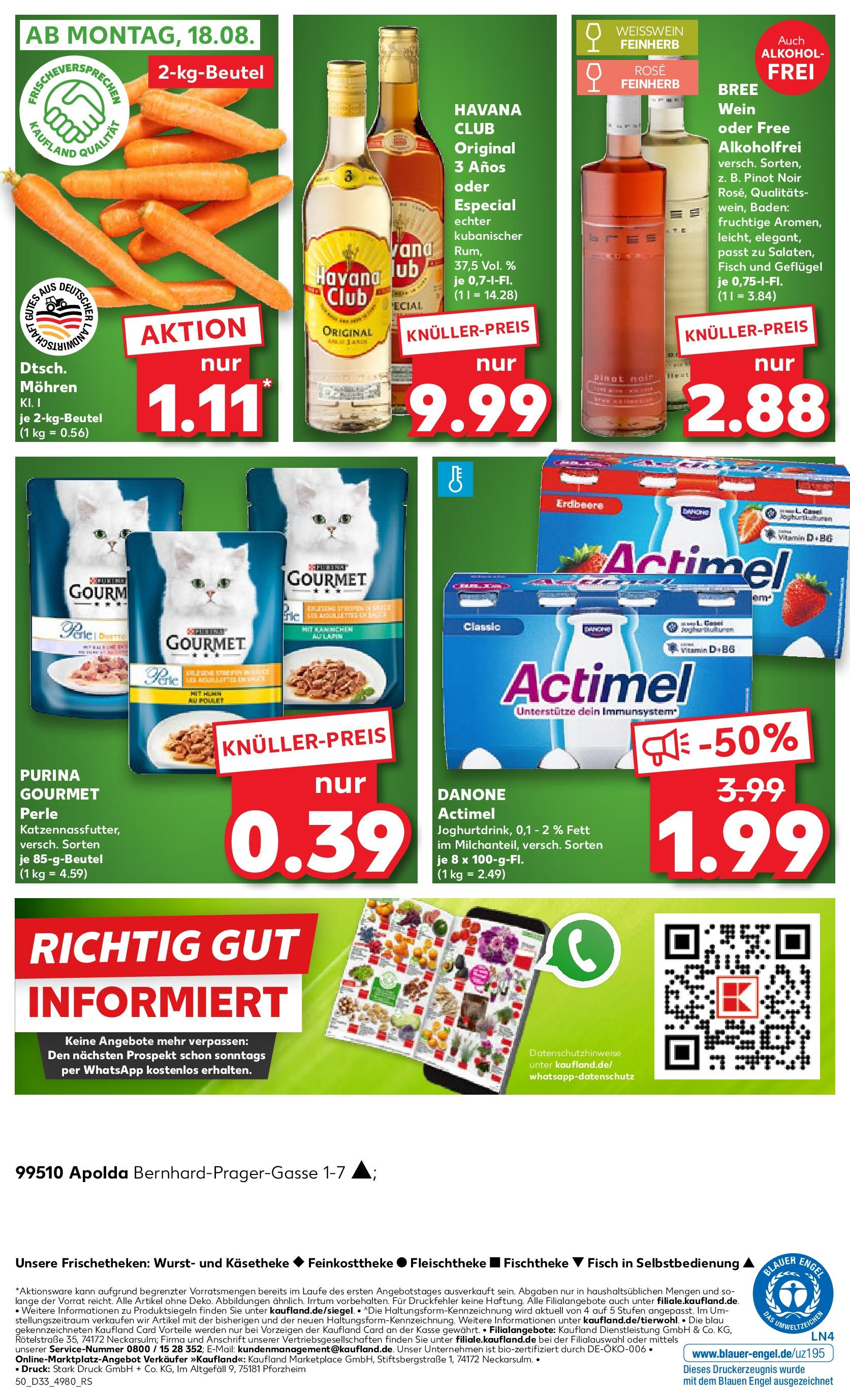 Prospekt Kaufland ab 14.08.2025 » Angebote Online zum Blättern | Seite: 50 | Produkte: Actimel, Kaninchen, Bree, Fisch
