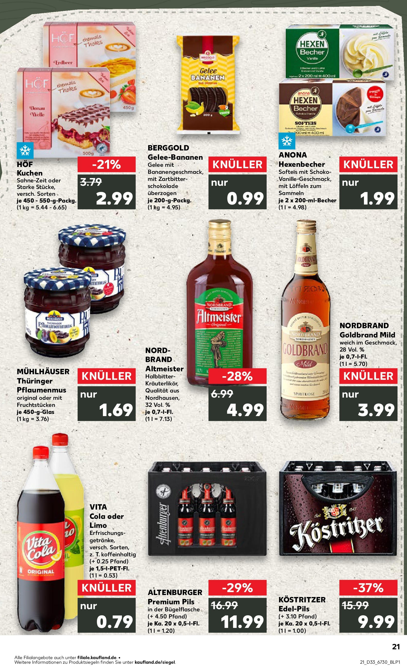 Prospekt Kaufland ab 14.08.2025 » Angebote Online zum Blättern | Seite: 21 | Produkte: Schokolade, Pils, Bananen, Vita cola