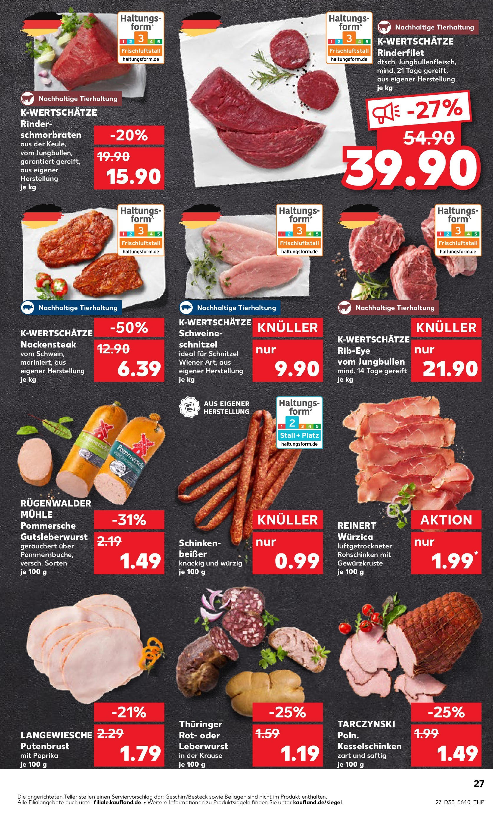 Prospekt Kaufland ab 14.08.2025 » Angebote Online zum Blättern | Seite: 27 | Produkte: Rinderfilet, Schnitzel, Paprika, Schinken