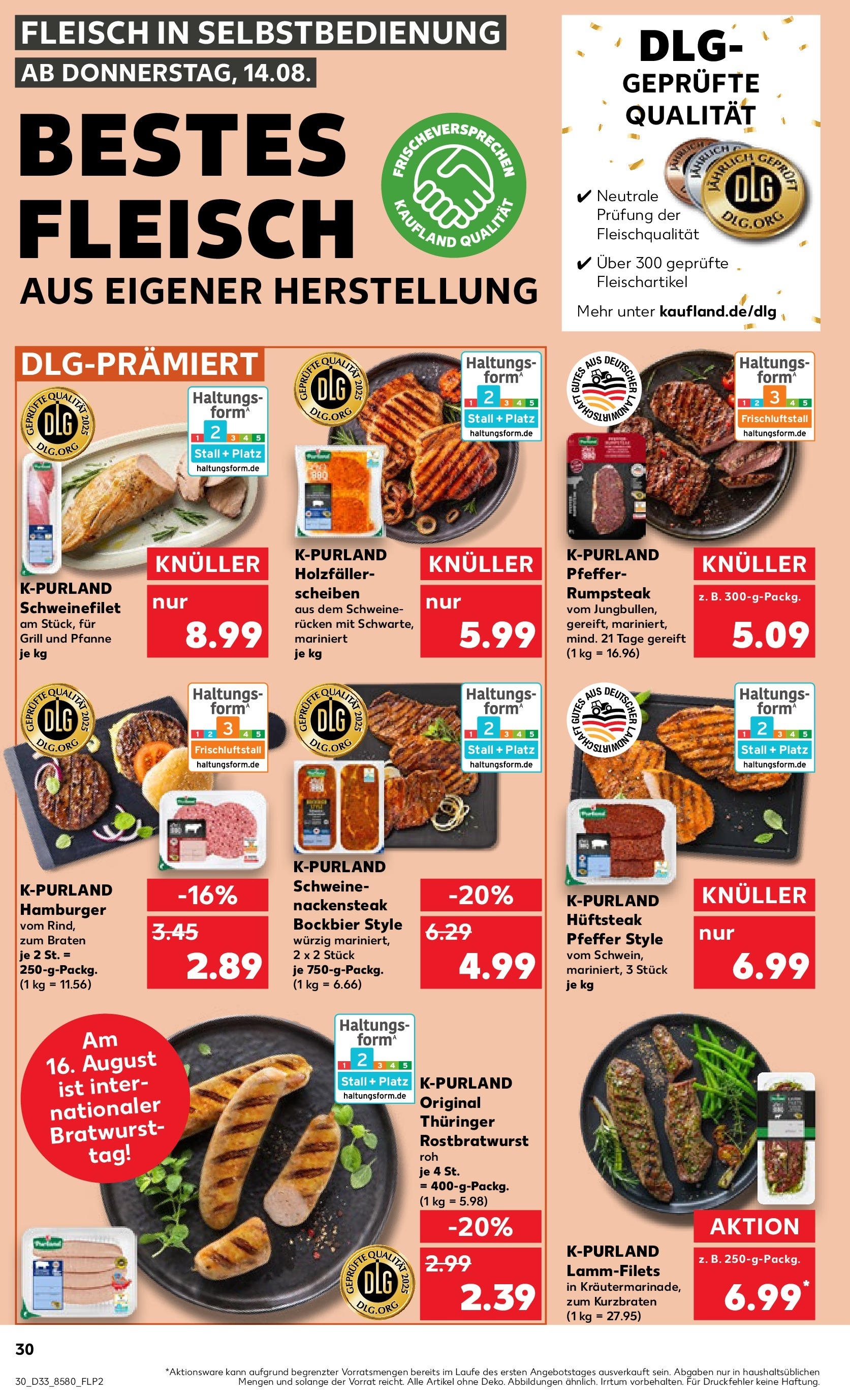 Prospekt Kaufland ab 14.08.2025 » Angebote Online zum Blättern | Seite: 30 | Produkte: Grill, Bratwurst, Burger, Fleisch