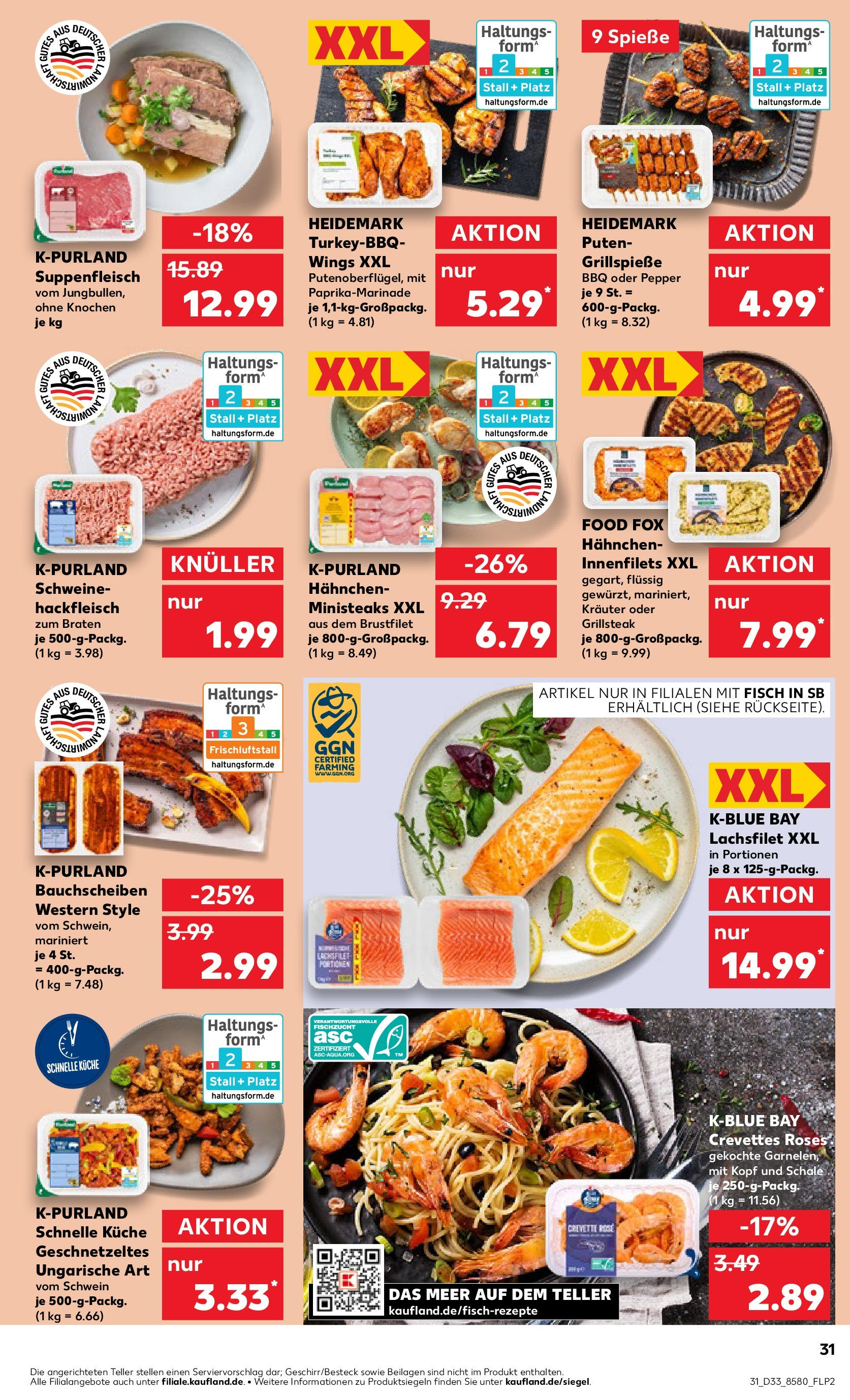 Prospekt Kaufland ab 14.08.2025 » Angebote Online zum Blättern | Seite: 31 | Produkte: Hahnchen, Küche, Spieße, Garnelen