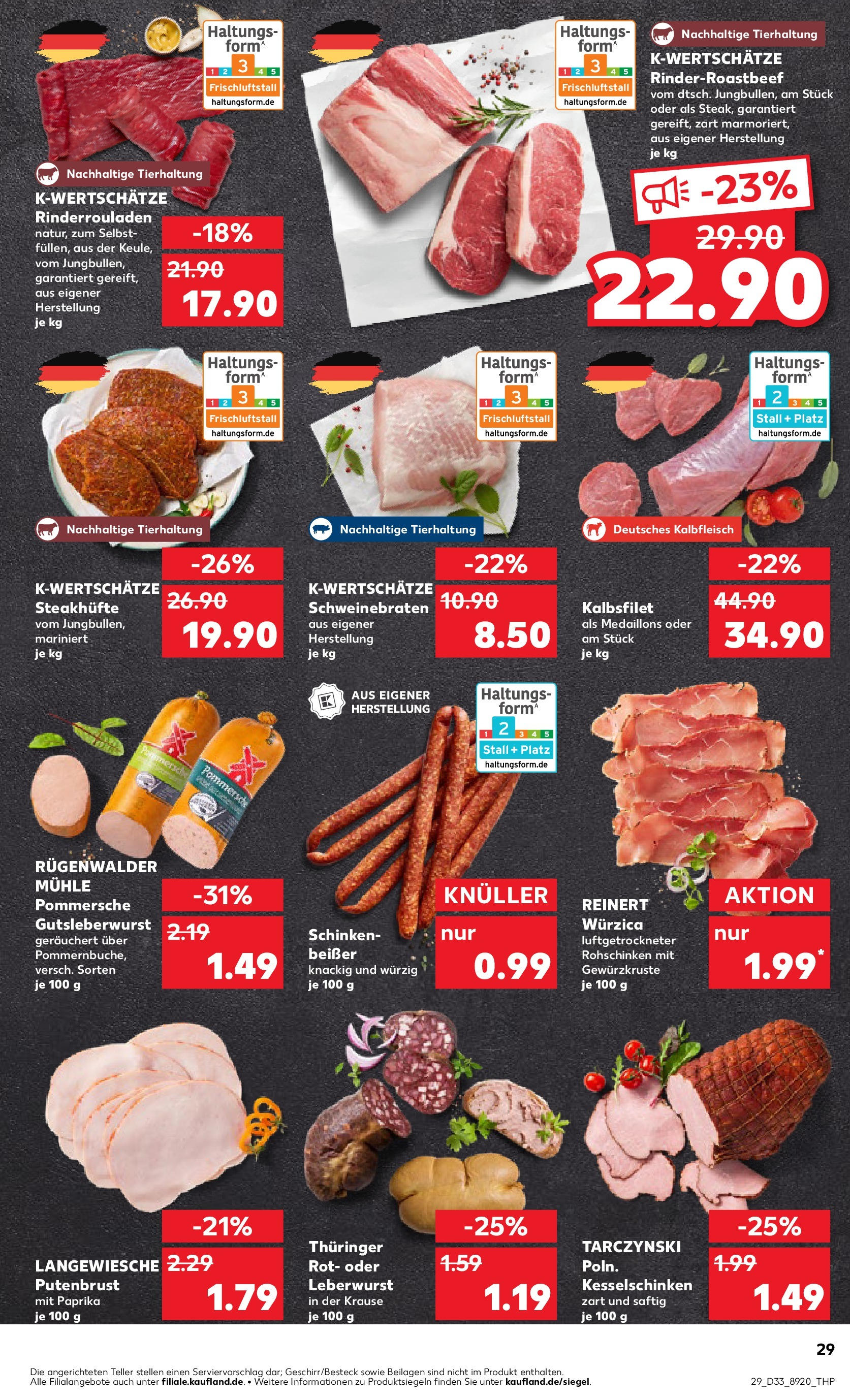 Prospekt Kaufland ab 14.08.2025 » Angebote Online zum Blättern | Seite: 29 | Produkte: Rinderrouladen, Mühle, Paprika, Schinken