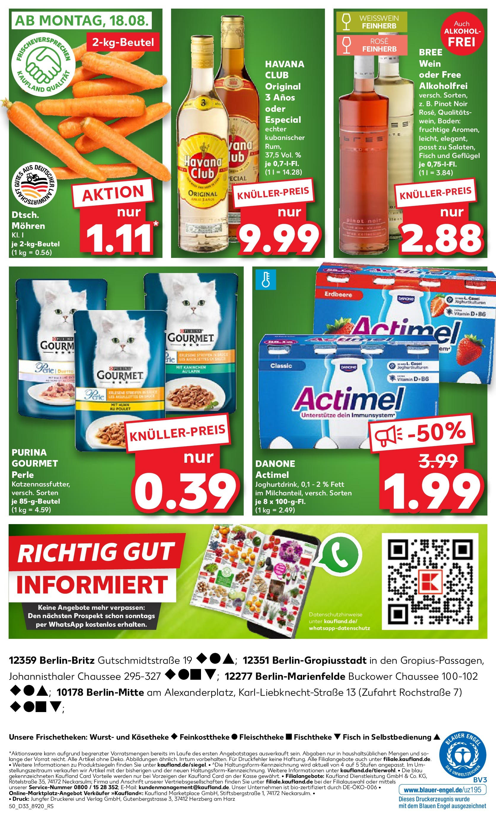 Prospekt Kaufland ab 14.08.2025 » Angebote Online zum Blättern | Seite: 50 | Produkte: Actimel, Kaninchen, Weißwein, Wein