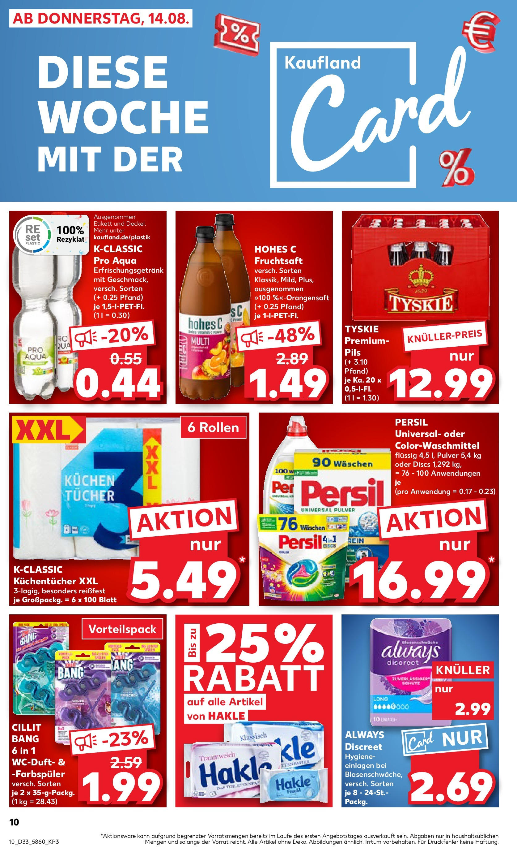 Prospekt Kaufland ab 14.08.2025 » Angebote und Werbung Online | Seite: 10 | Produkte: Tyskie, Pils, Hohes c, Persil Prospekt Kaufland ab 14.08.2025 » Angebote Online zum Blättern | Seite: 10 | Produkte: Tyskie, Pils, Hohes c, Persil