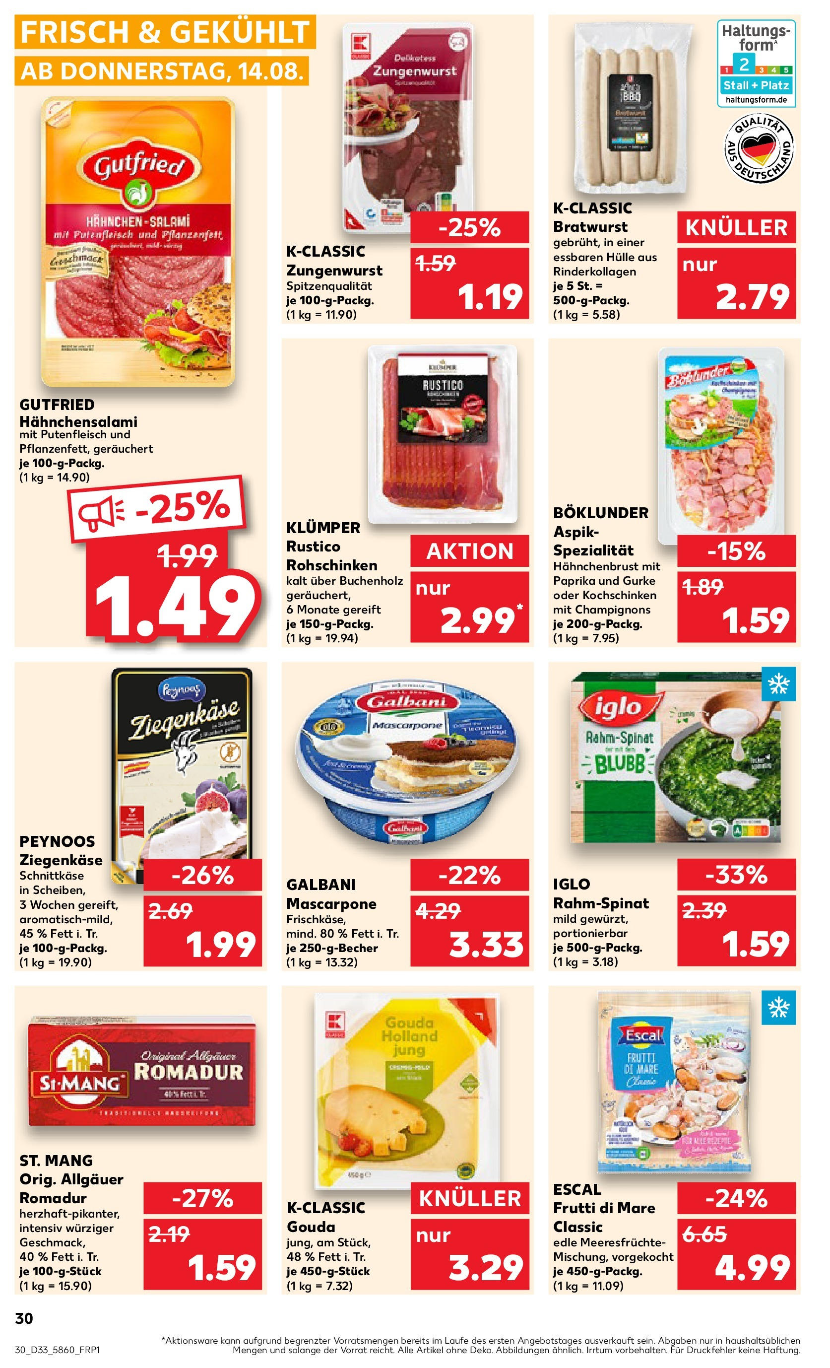 Prospekt Kaufland ab 14.08.2025 » Angebote und Werbung Online | Seite: 30 | Produkte: Hülle, Paprika, Meeresfrüchte, Salami Prospekt Kaufland ab 14.08.2025 » Angebote Online zum Blättern | Seite: 30 | Produkte: Hülle, Paprika, Meeresfrüchte, Salami