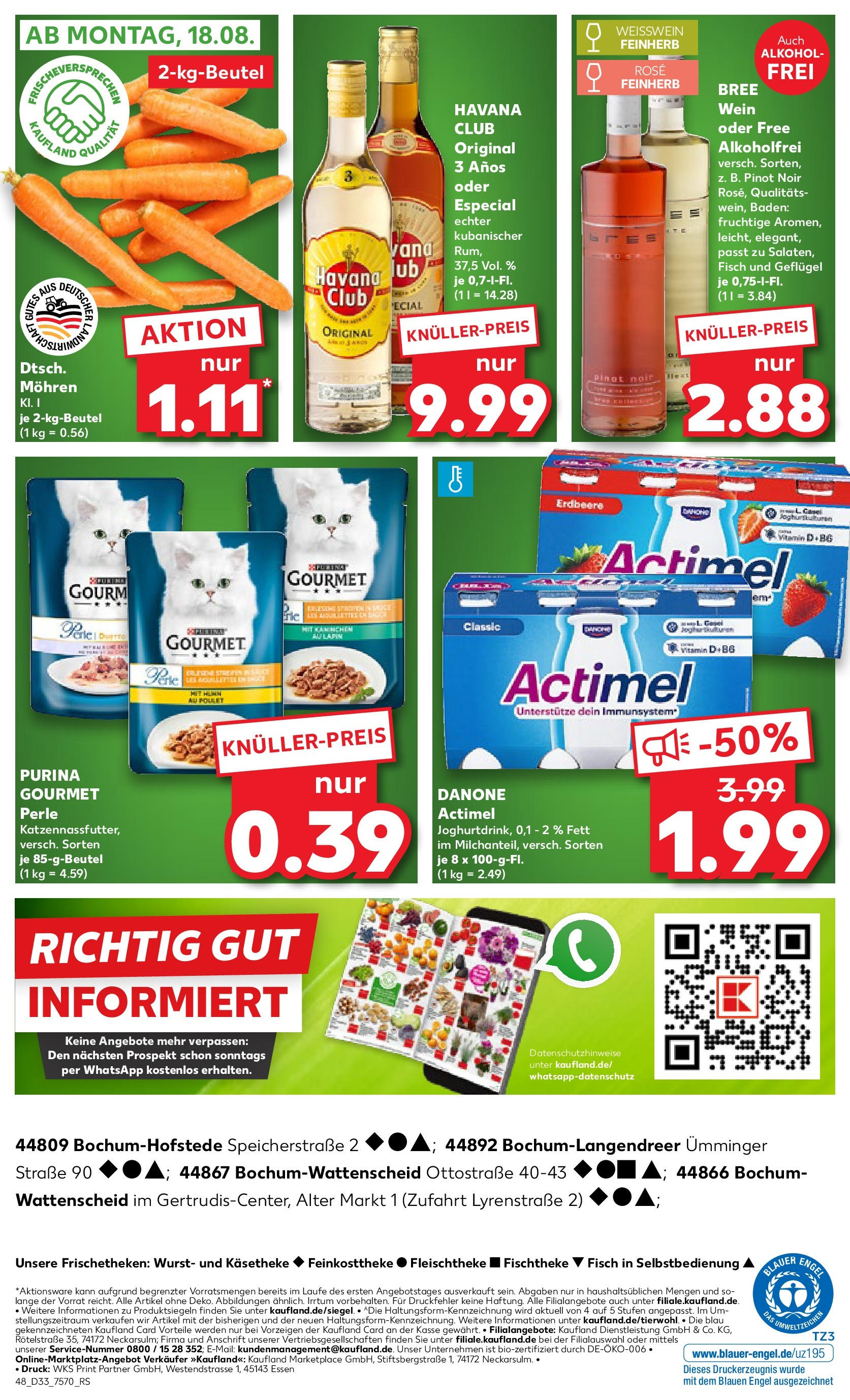 Prospekt Kaufland ab 14.08.2025 » Angebote Online zum Blättern | Seite: 48 | Produkte: Havana club, Actimel, Rum, Wein