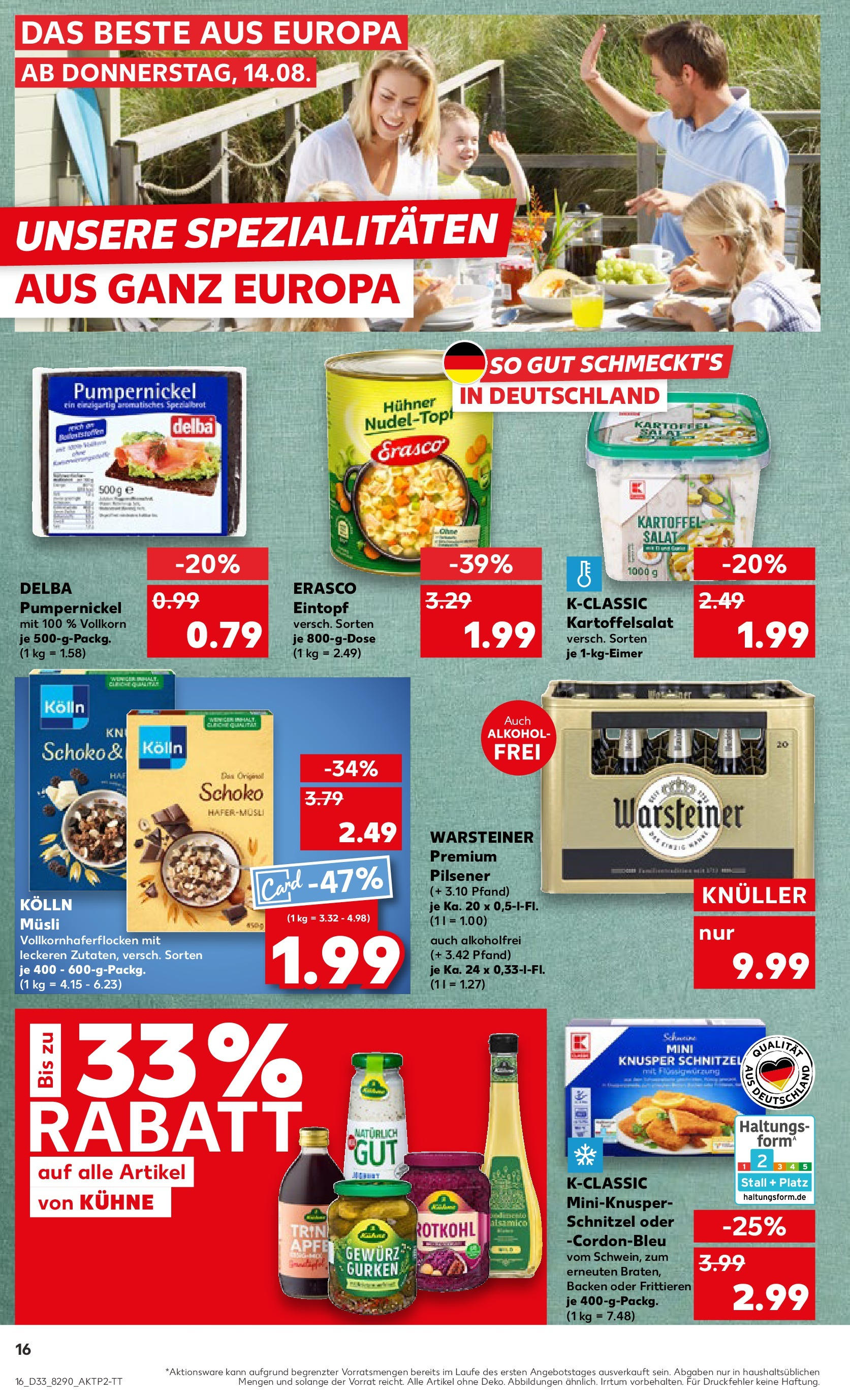 Prospekt Kaufland ab 14.08.2025 » Angebote Online zum Blättern | Seite: 16 | Produkte: Kolln musli, Rotkohl, Gurken, Salat
