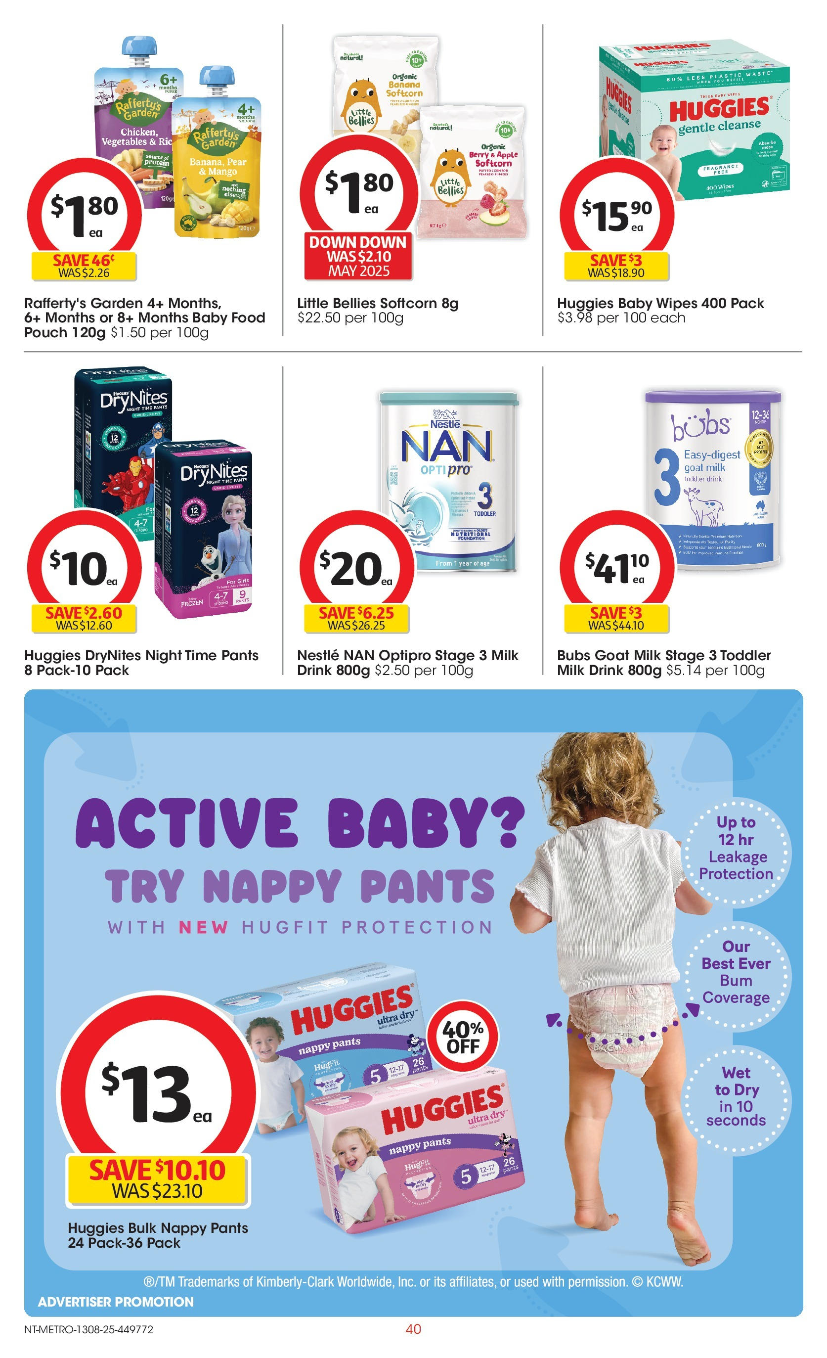﻿﻿Coles catalogue valid from 13/08/2025 > Online Australia | Page: 40 | Products: Milk, Baby food, Vegetables, Foundation
